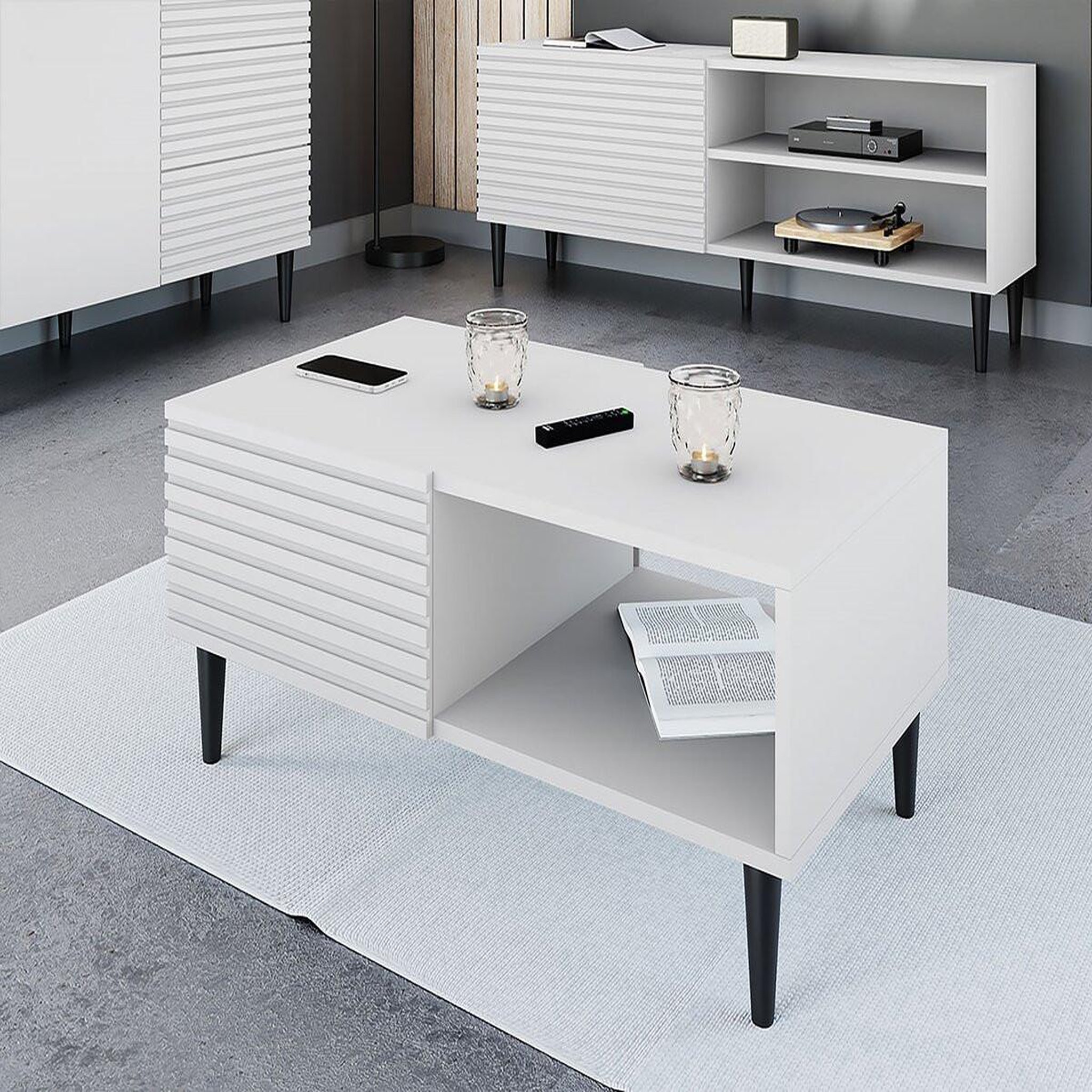 Voir la diapositive 2 : Habitat et Jardin Table basse  nakomo   - 100 x 41 x 52 cm - blanc