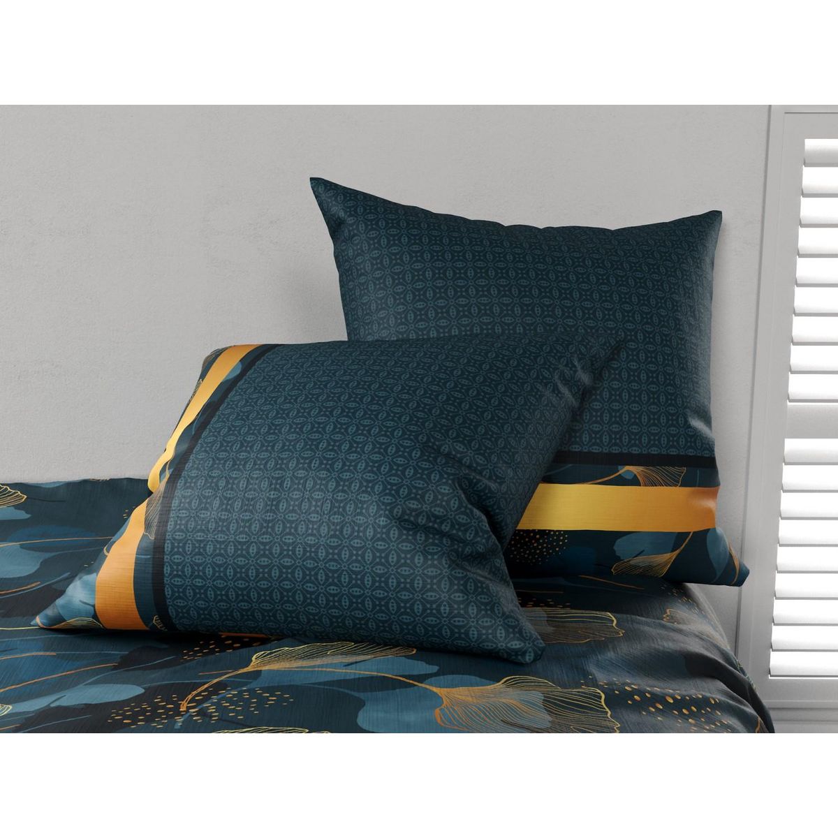 ATELIER DU COTON Parure housse de couette 100% coton 57fils ginko