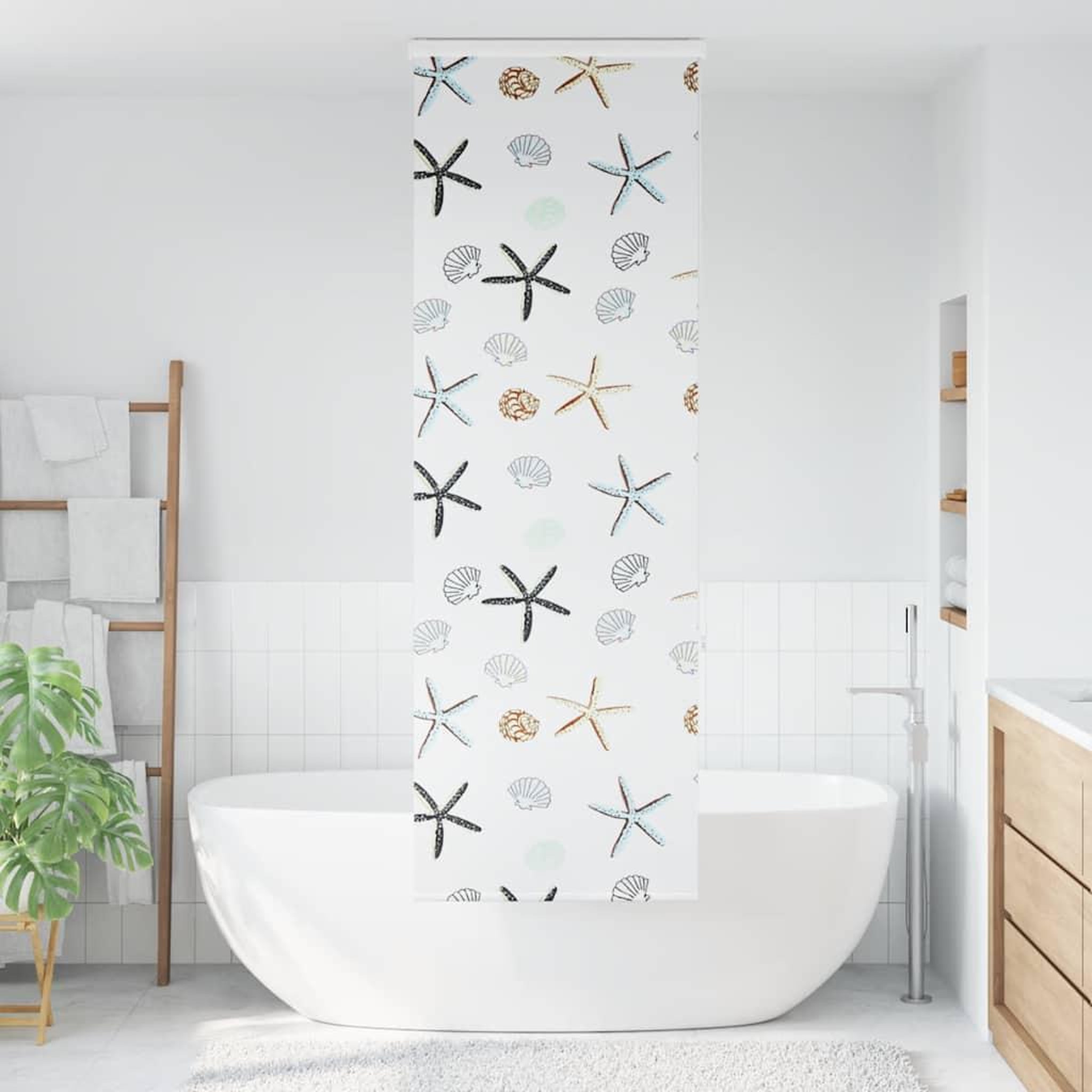 Voir la diapositive 2 : VIDAXL Store enrouleur de douche avec cassette largeur du tissu 56 cm