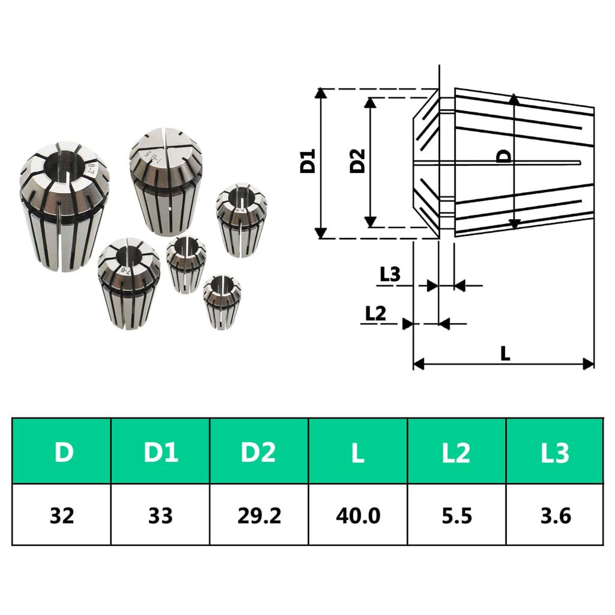 Voir la diapositive 6 : VIDAXL Douilles de serrage ER32 19 pcs Ensemble d'outils de tournage