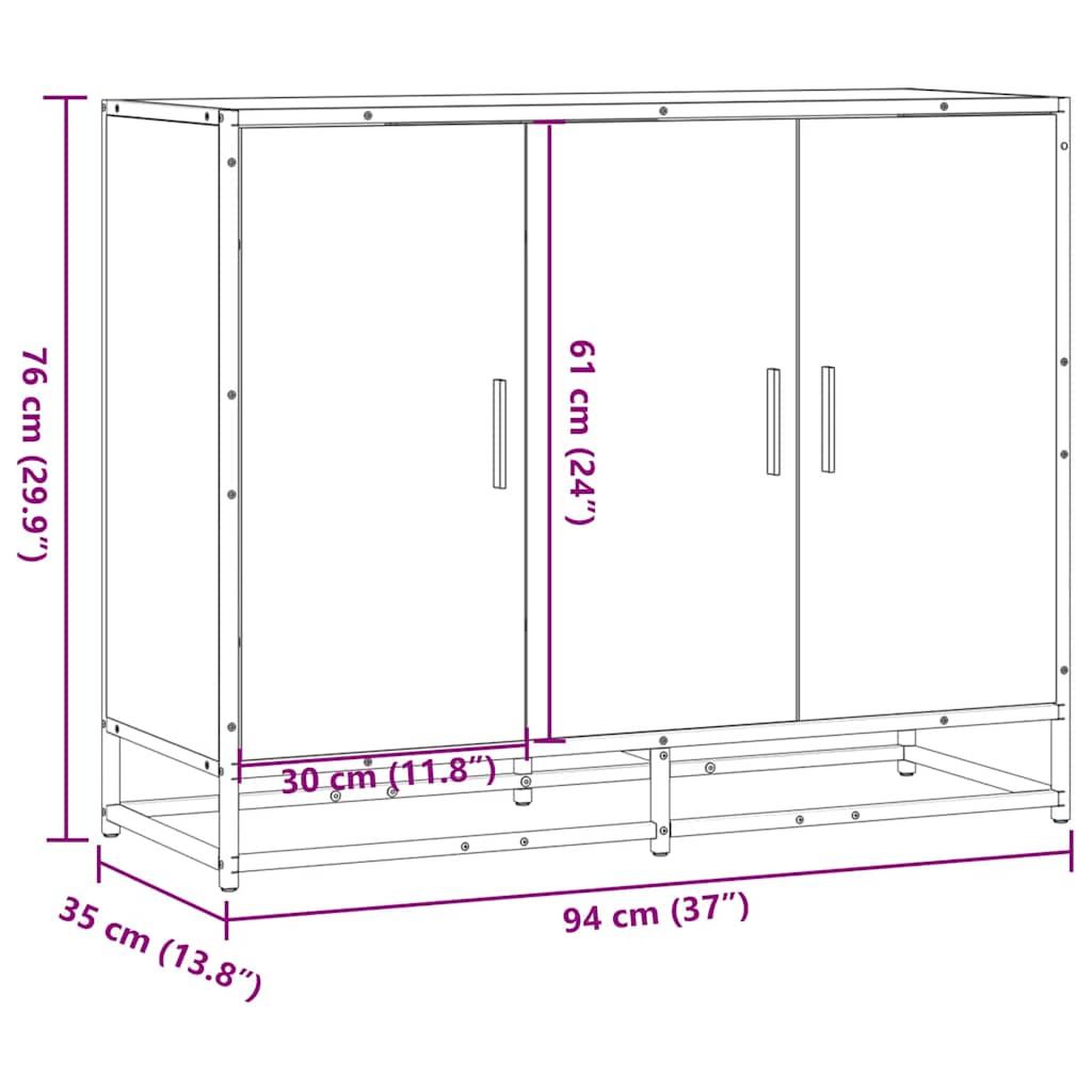 Voir la diapositive 6 : VIDAXL Buffet sonoma gris 94x35x76 cm bois d'ingenierie