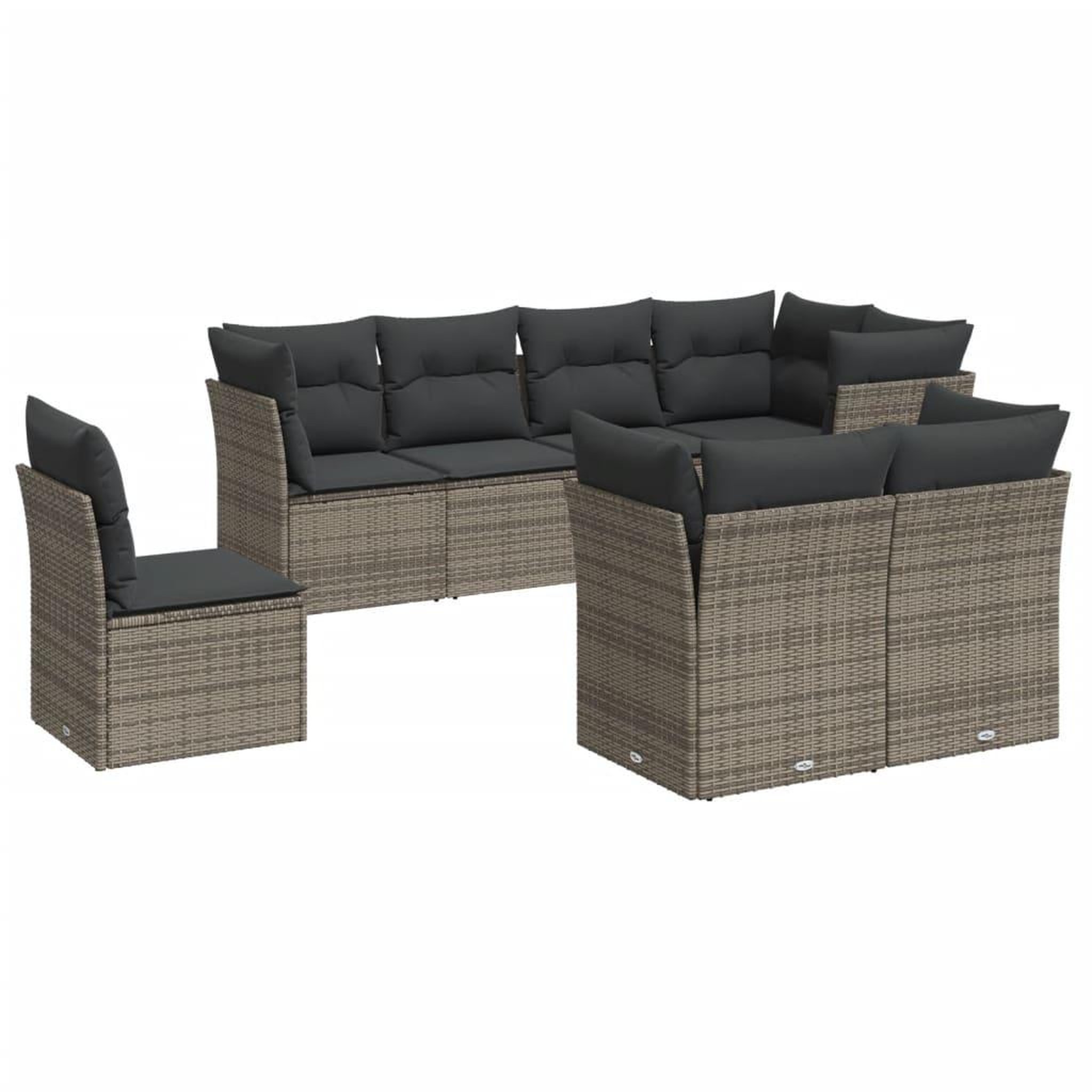 Voir la diapositive 2 : VIDAXL Salon de jardin 8 pcs avec coussins gris resine tressee
