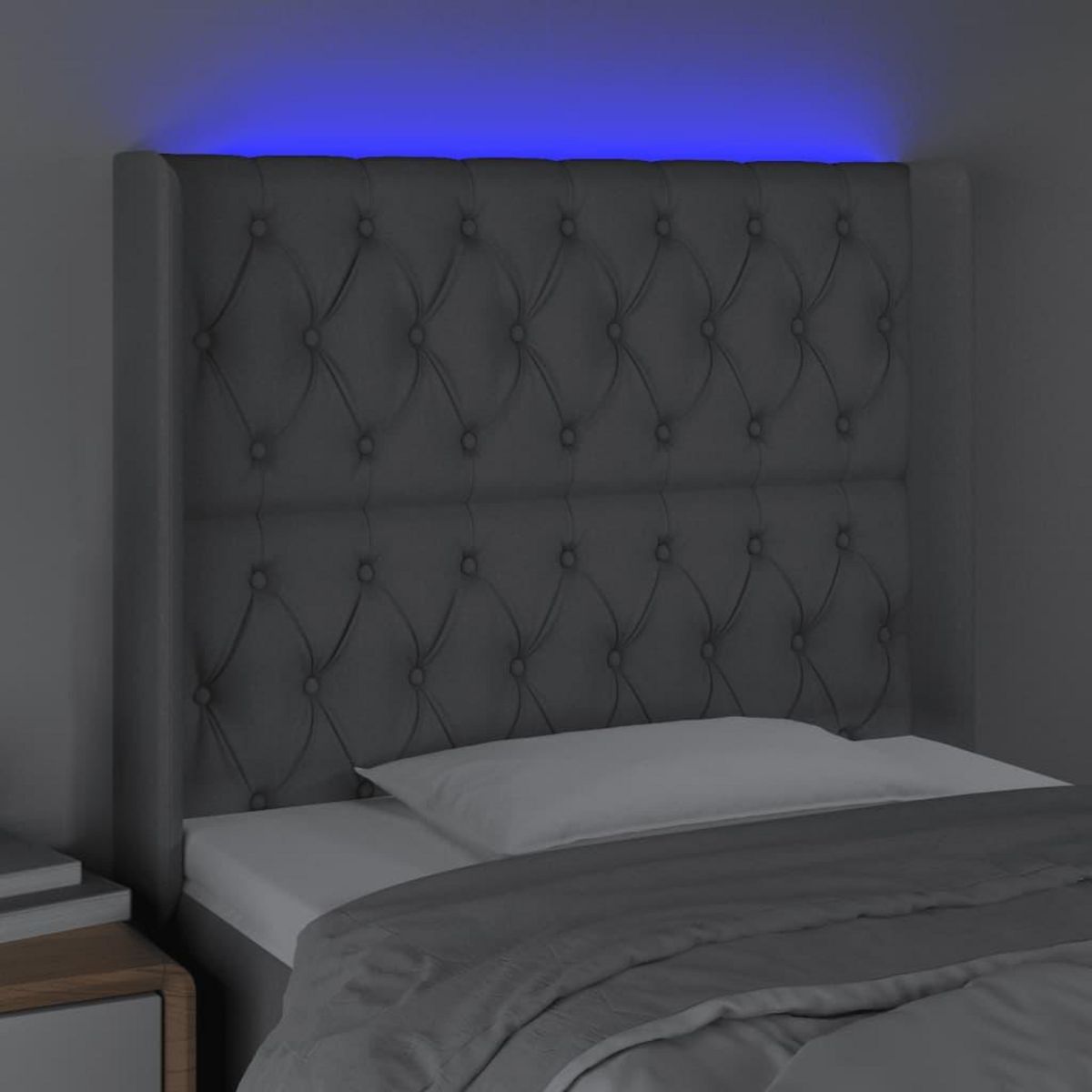 VIDAXL Tete de lit a LED Gris clair 103x16x118/128 cm Tissu