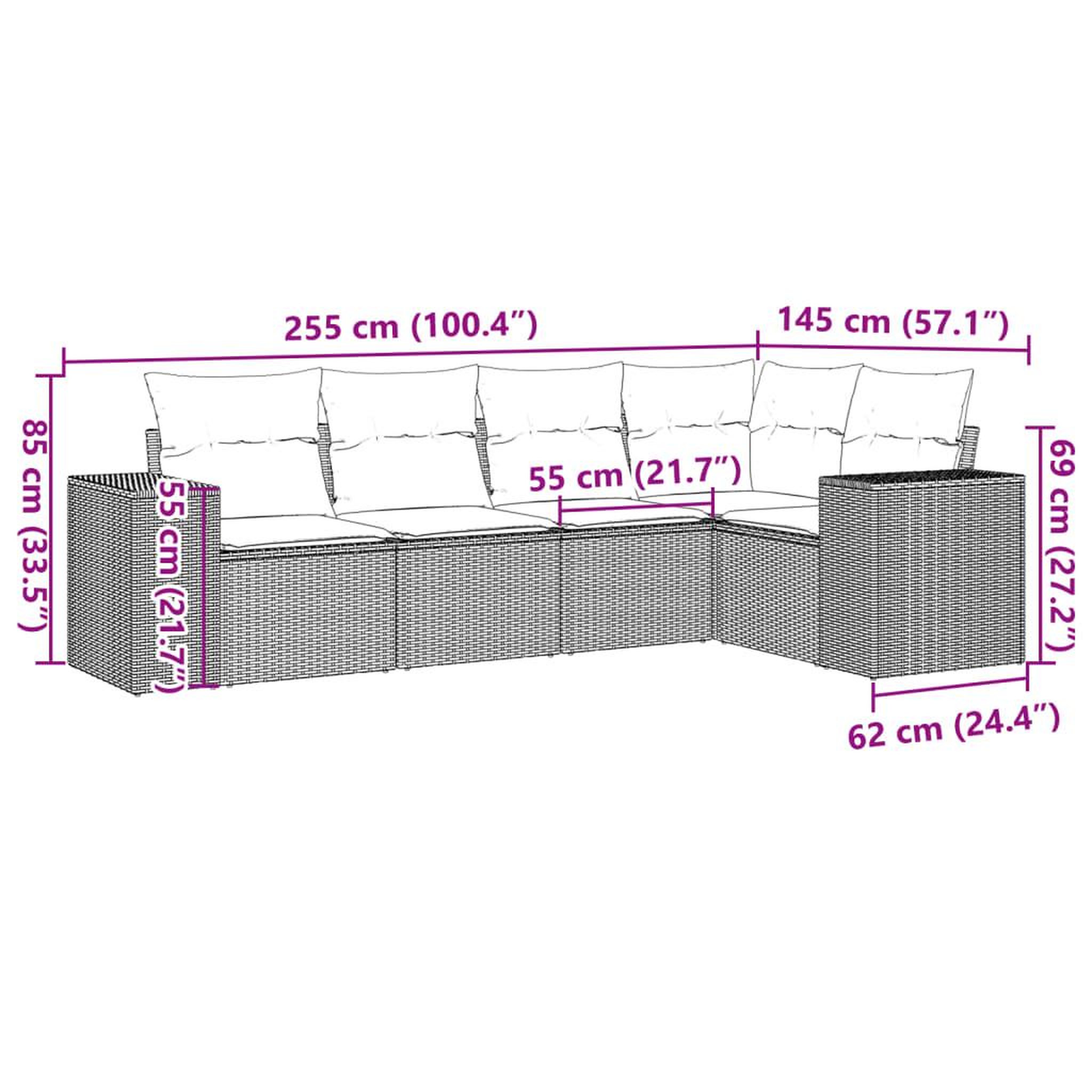 Voir la diapositive 4 : VIDAXL Salon de jardin avec coussins 5 pcs beige resine tressee