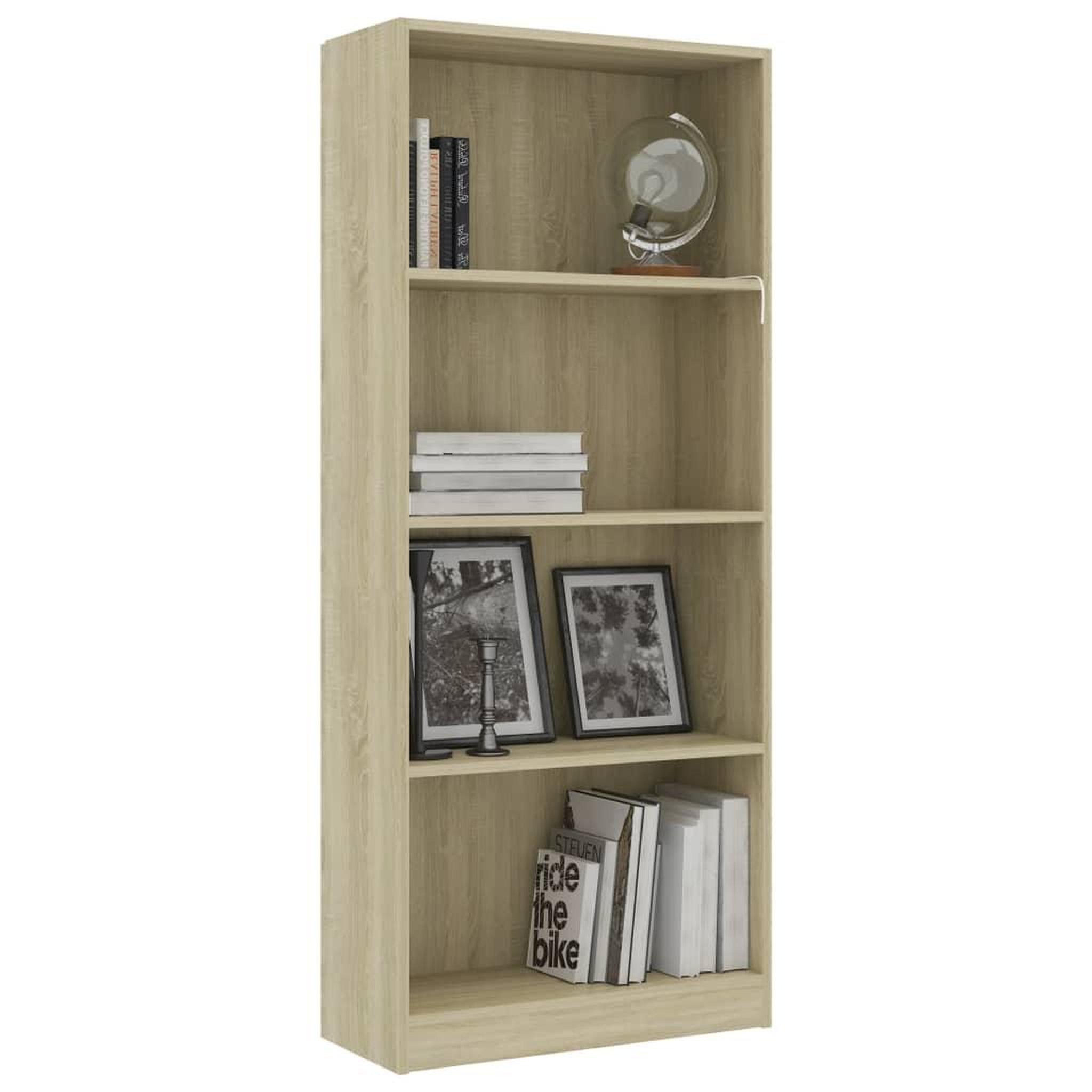 Voir la diapositive 3 : VIDAXL Bibliotheque a 4 niveaux Chene sonoma Bois d'ingenierie