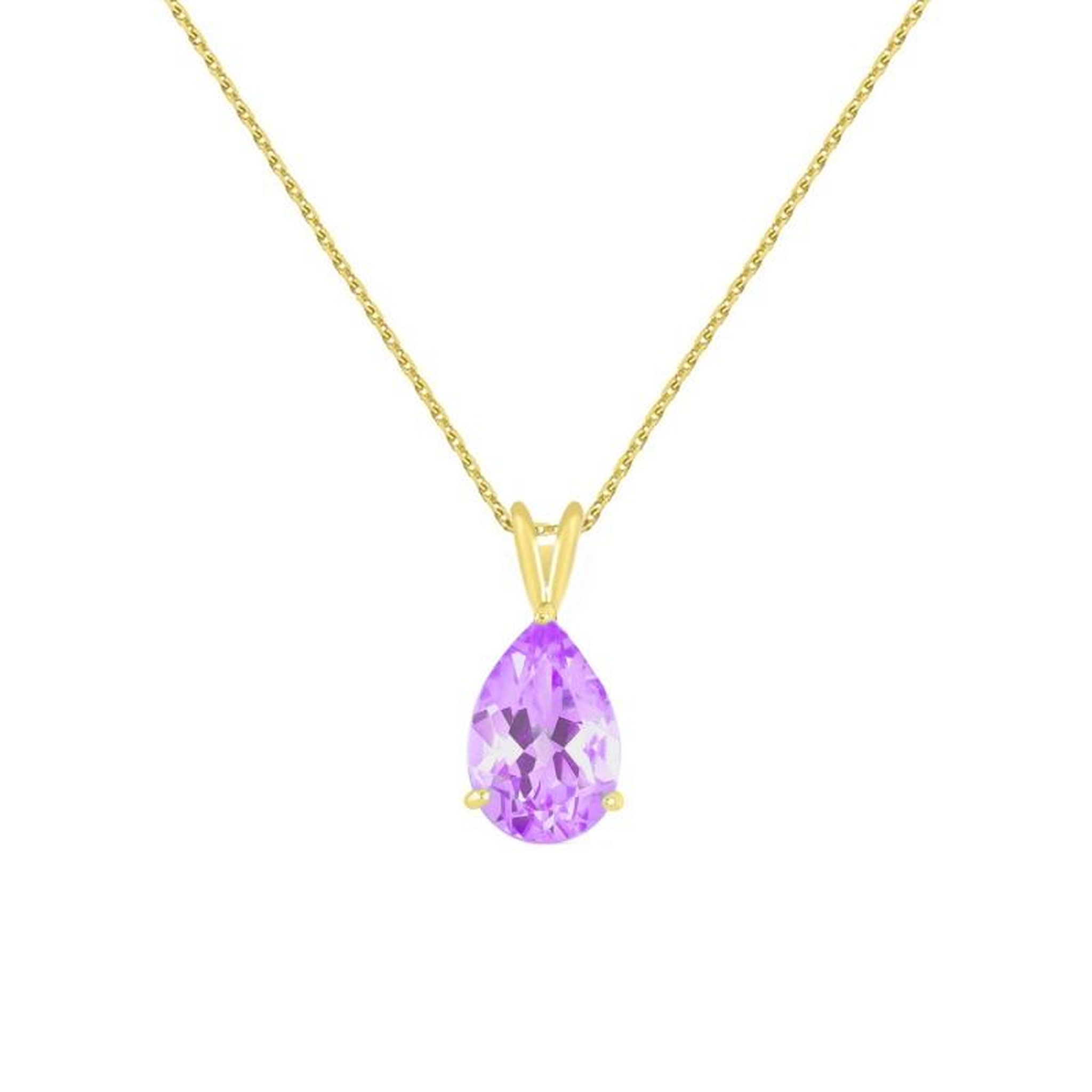 L'ATELIER D'AZUR Pendentif Or Jaune Améthyste Goutte - Chaine dorée Offerte - Femme