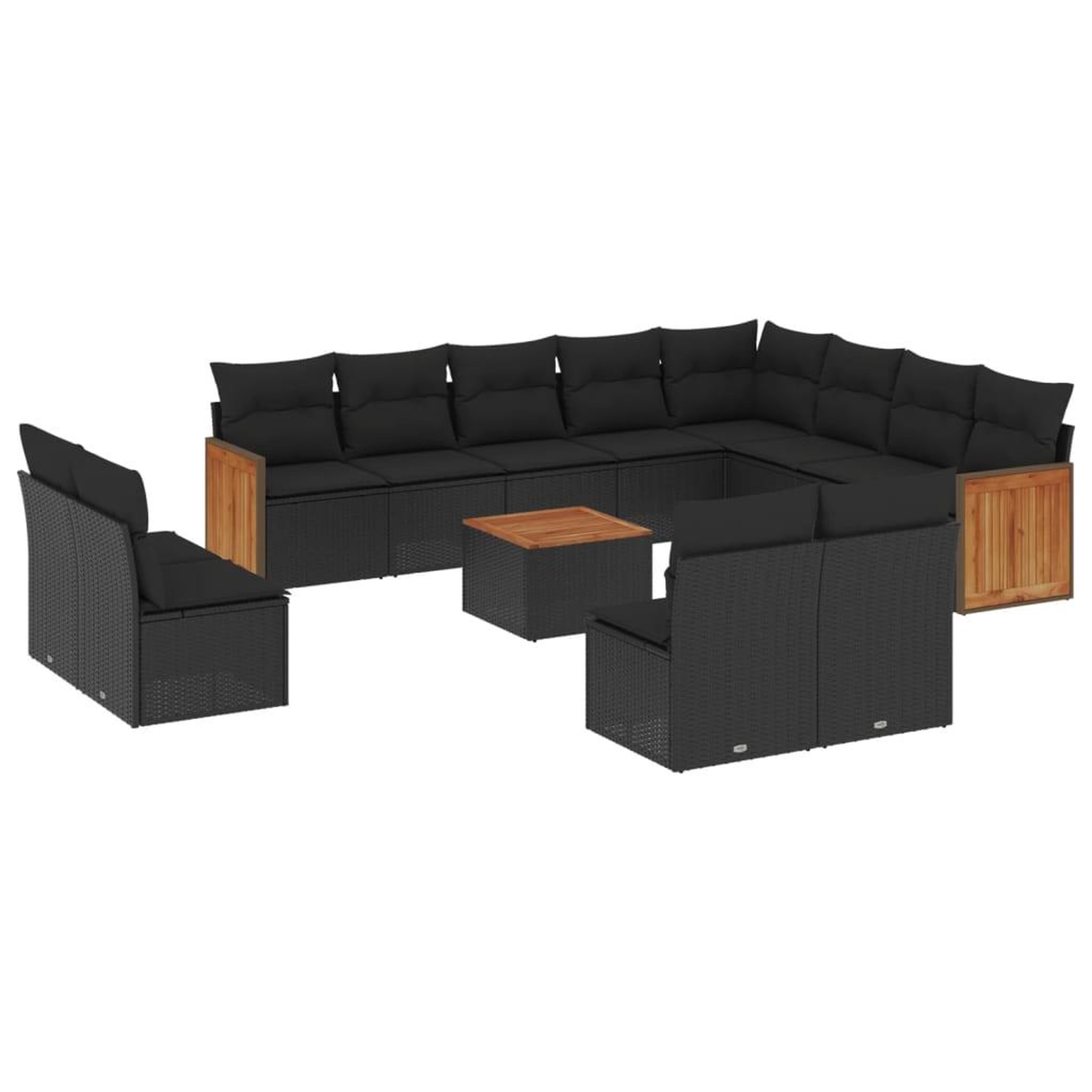 Voir la diapositive 2 : VIDAXL Salon de jardin avec coussins 13 pcs noir resine tressee