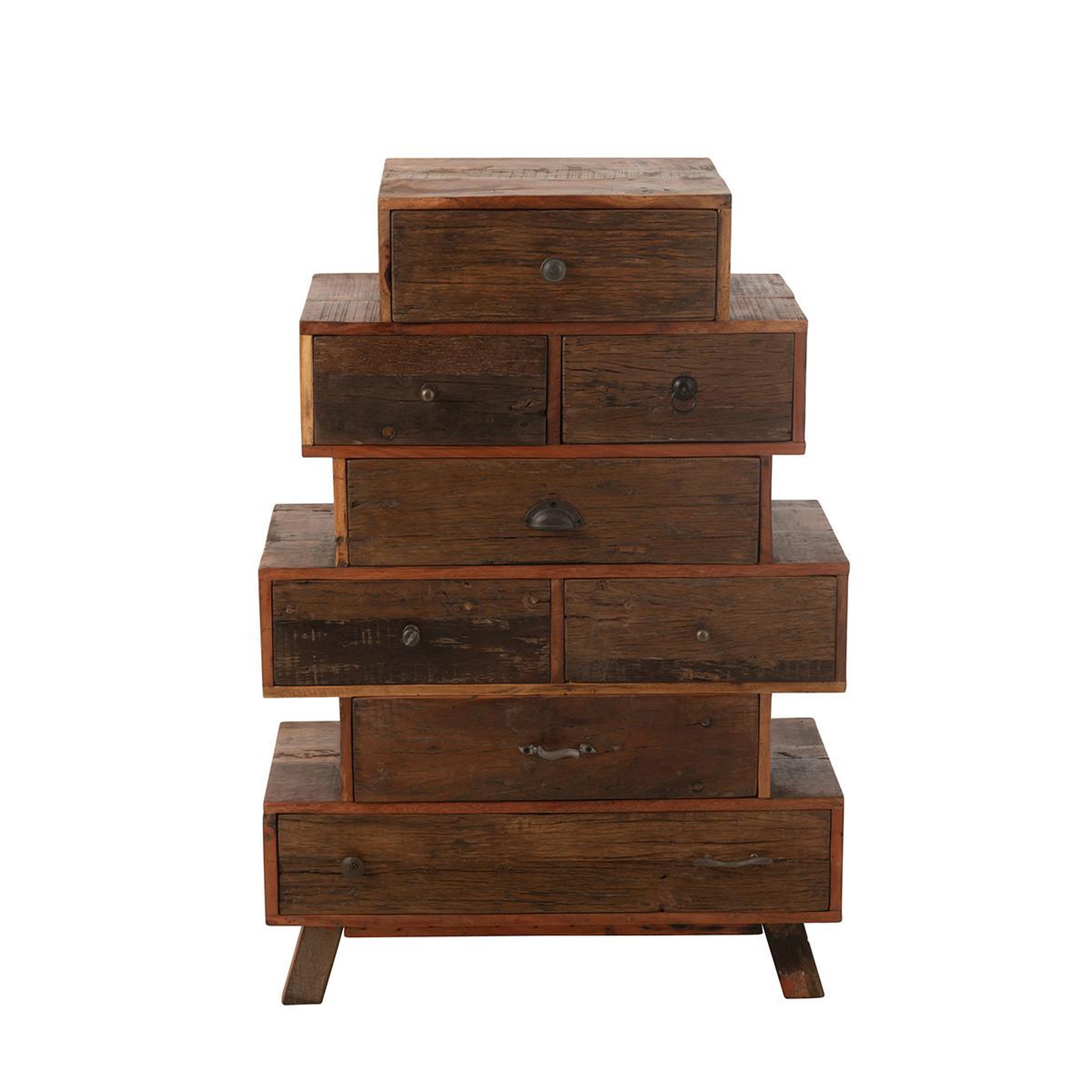 Voir la diapositive 2 : J-LINE Commode 8 tiroirs en bois  vinto  109cm naturel