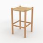 Voir la diapositive 1 : Rendez vous déco Tabouret pour ilot central 65 cm en teck noir et rotin - Kaïa