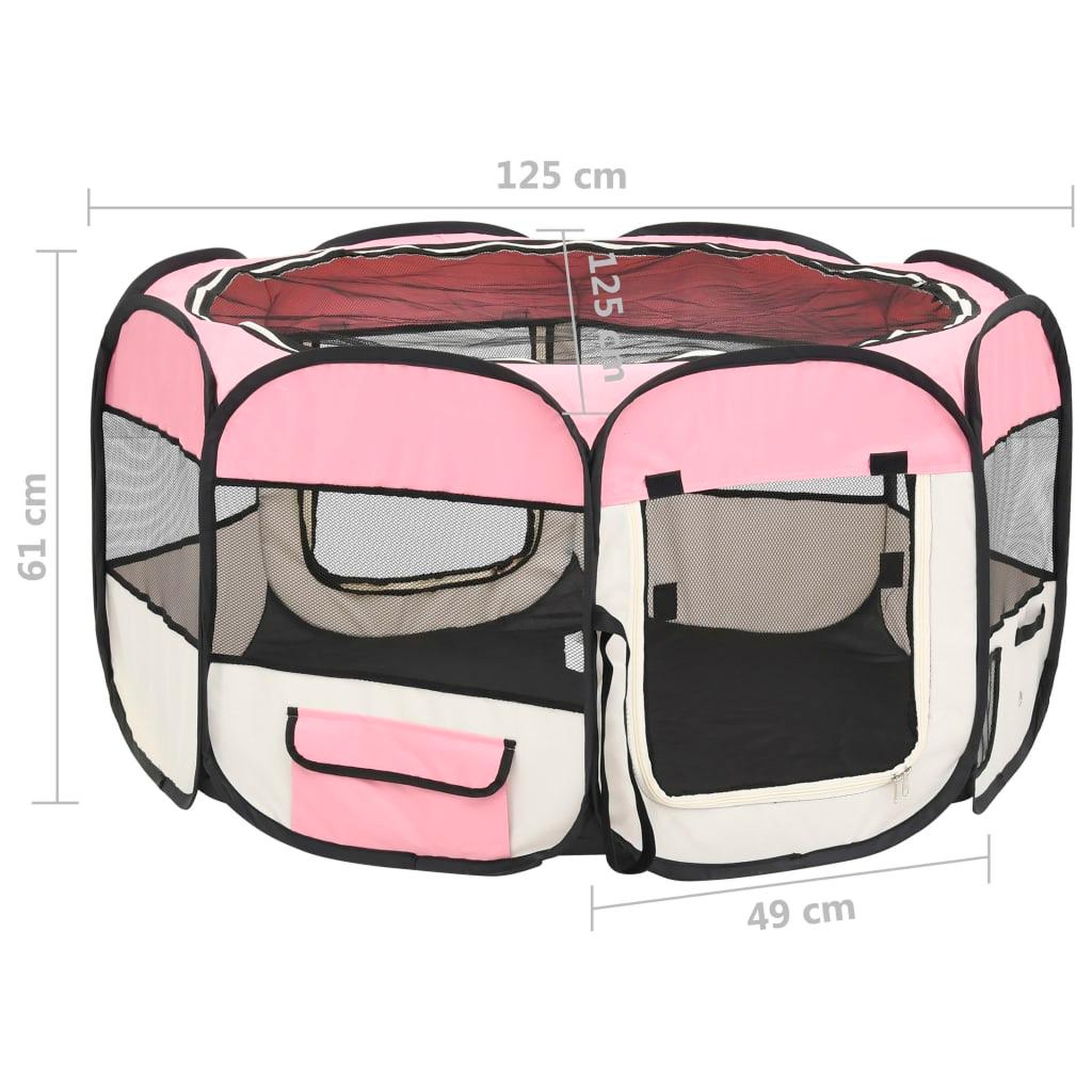 Voir la diapositive 6 : VIDAXL Parc pliable pour chien avec sac de transport Rose 125x125x61cm