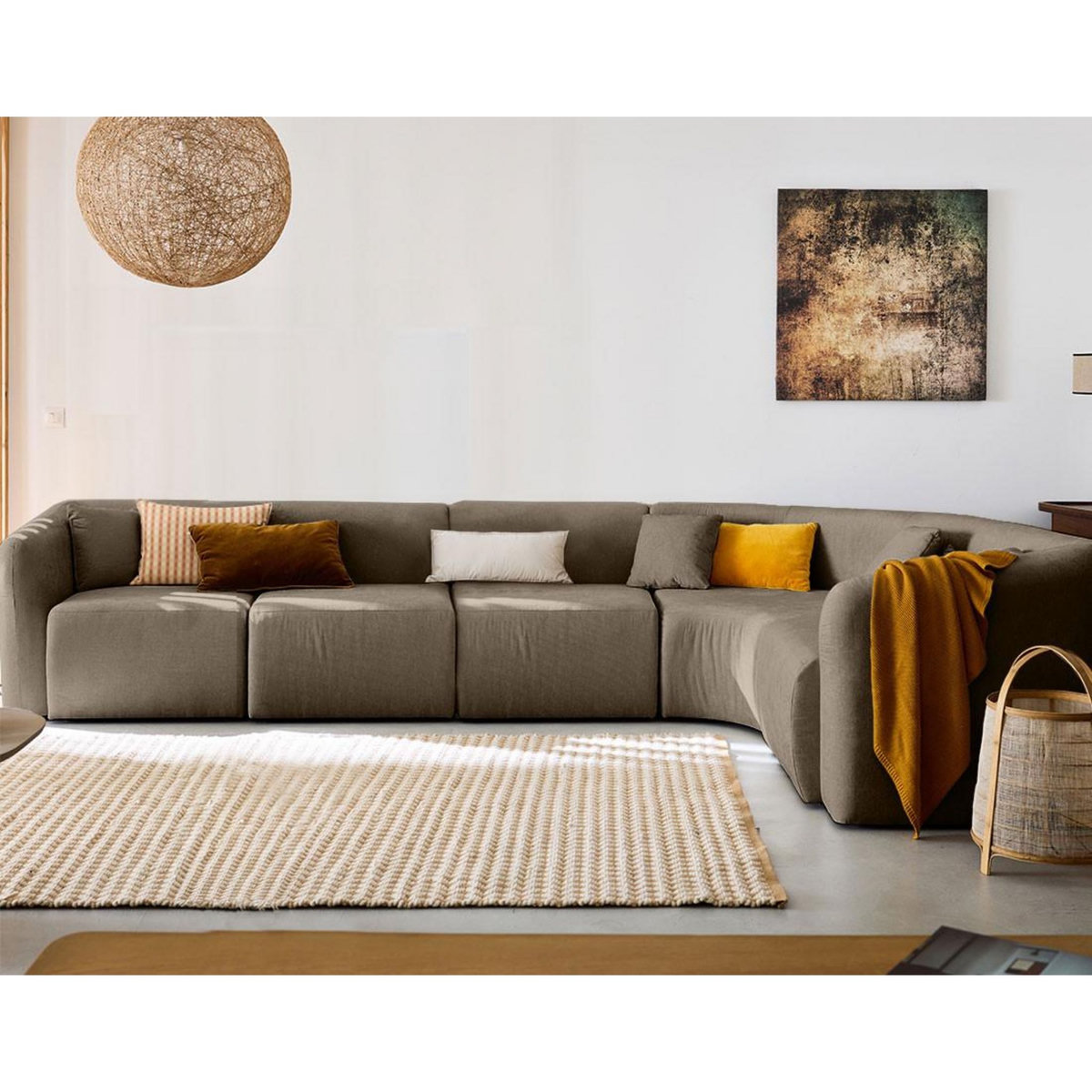 LISA DESIGN Ikare - canapé modulable d'angle droit - 6 places - en tissu