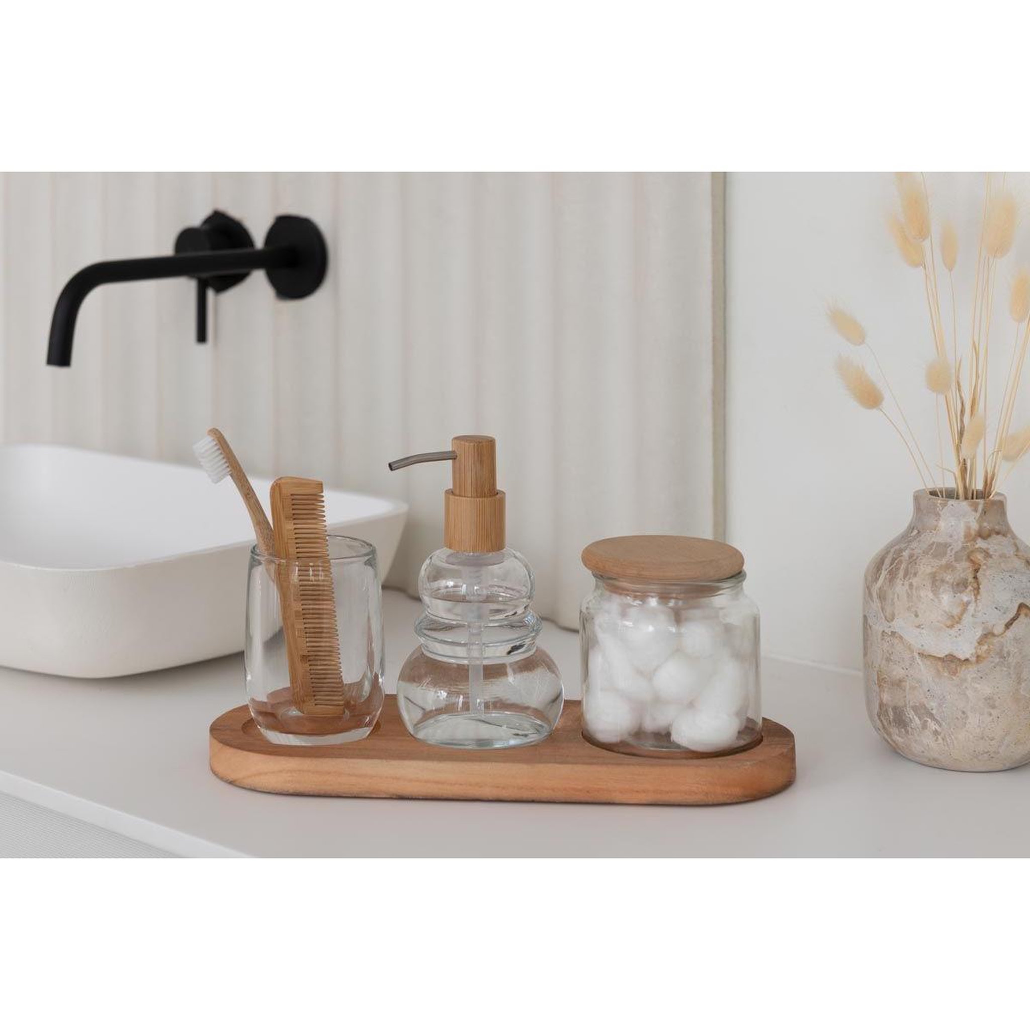 Voir la diapositive 3 : J-LINE Vase bouteille déco  marbre  10cm beige