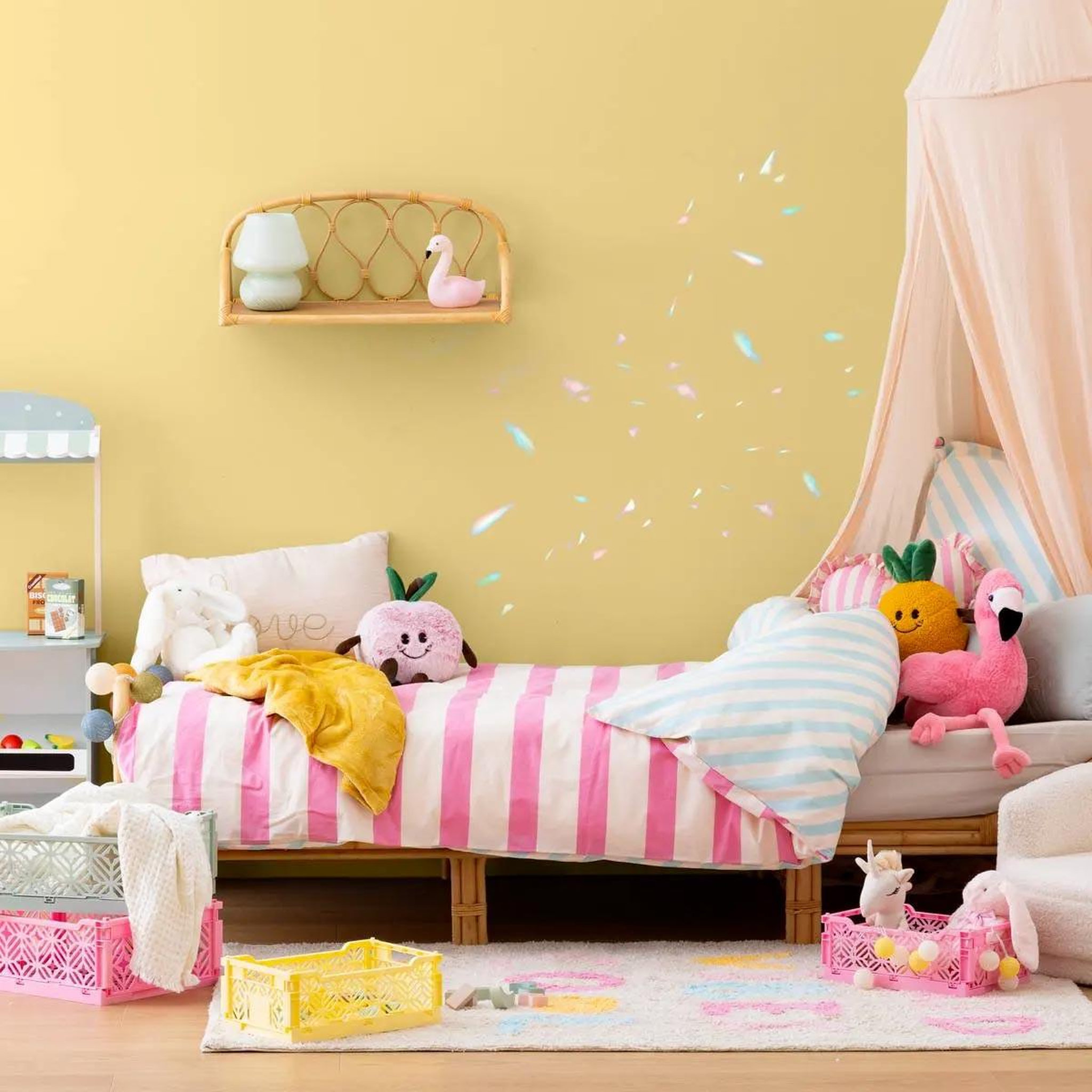 Voir la diapositive 4 : Atmosphera Kids Étagère murale en rotin  liberty  57cm naturel