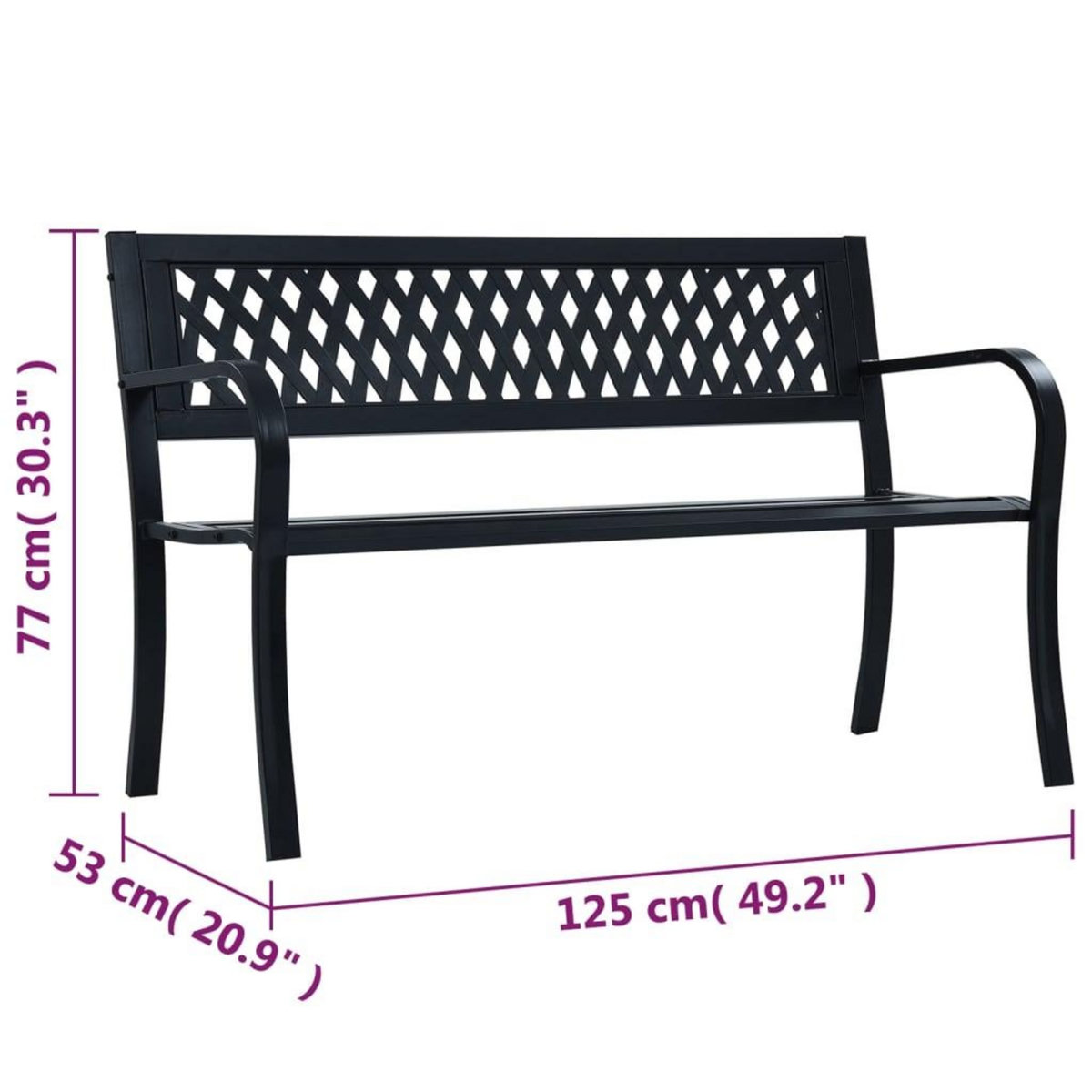 VIDAXL Banc de jardin 125 cm Noir Acier