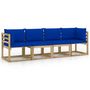 Voir la diapositive 2 : VIDAXL Canape de jardin 4 places avec coussins bleu