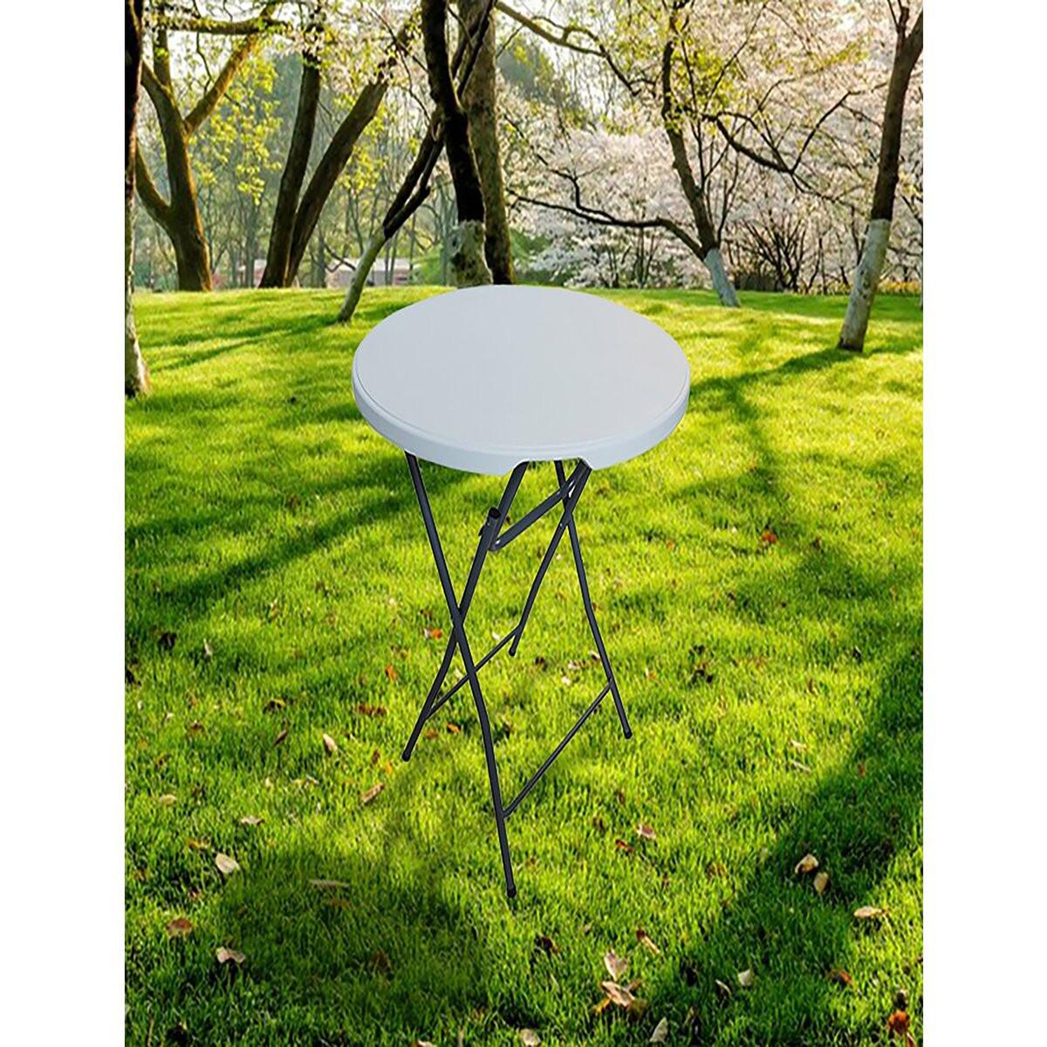 Voir la diapositive 2 : Habitat et Jardin Table haute pliante en plastique ø 80 cm  lili  - blanc