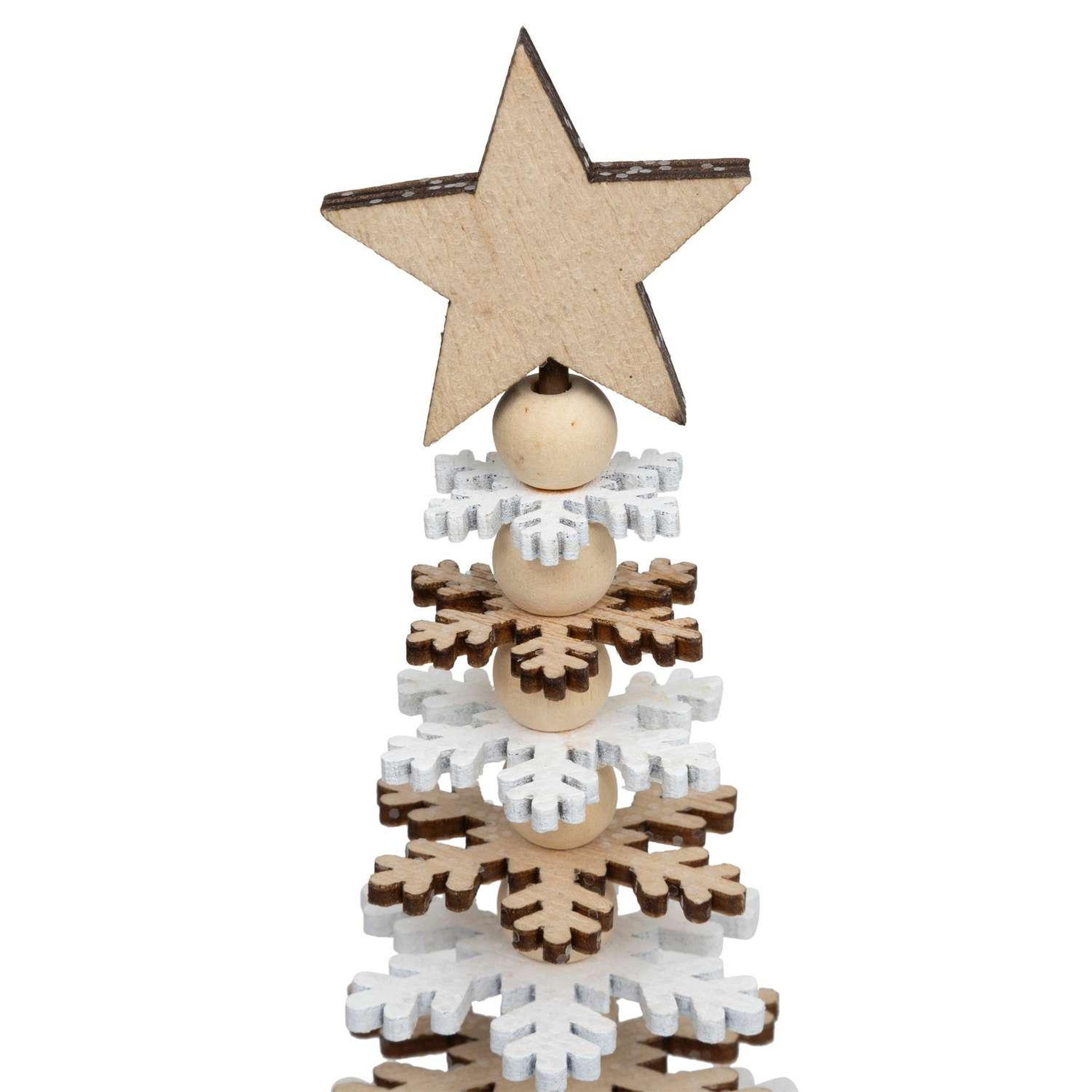 Voir la diapositive 2 : ATMOSPHERA Sapin de noël flocon en bois - h. 40 cm