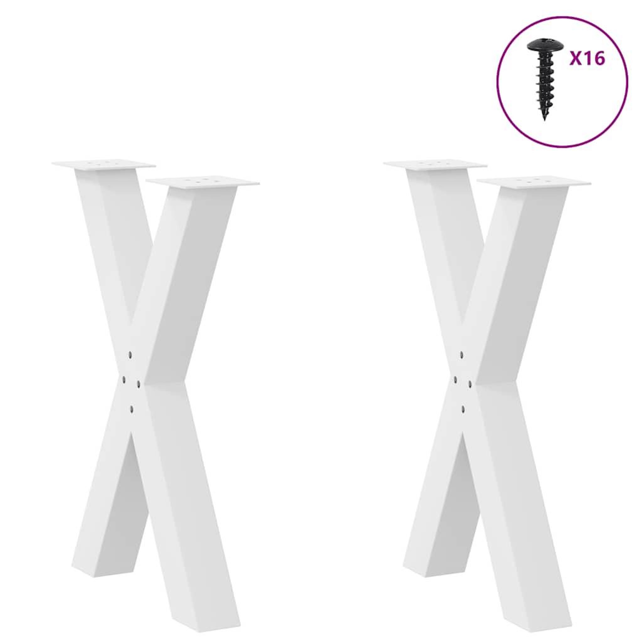 Voir la diapositive 3 : VIDAXL Pieds de table a manger forme de X 2 pcs blanc 50x(72-73) cm