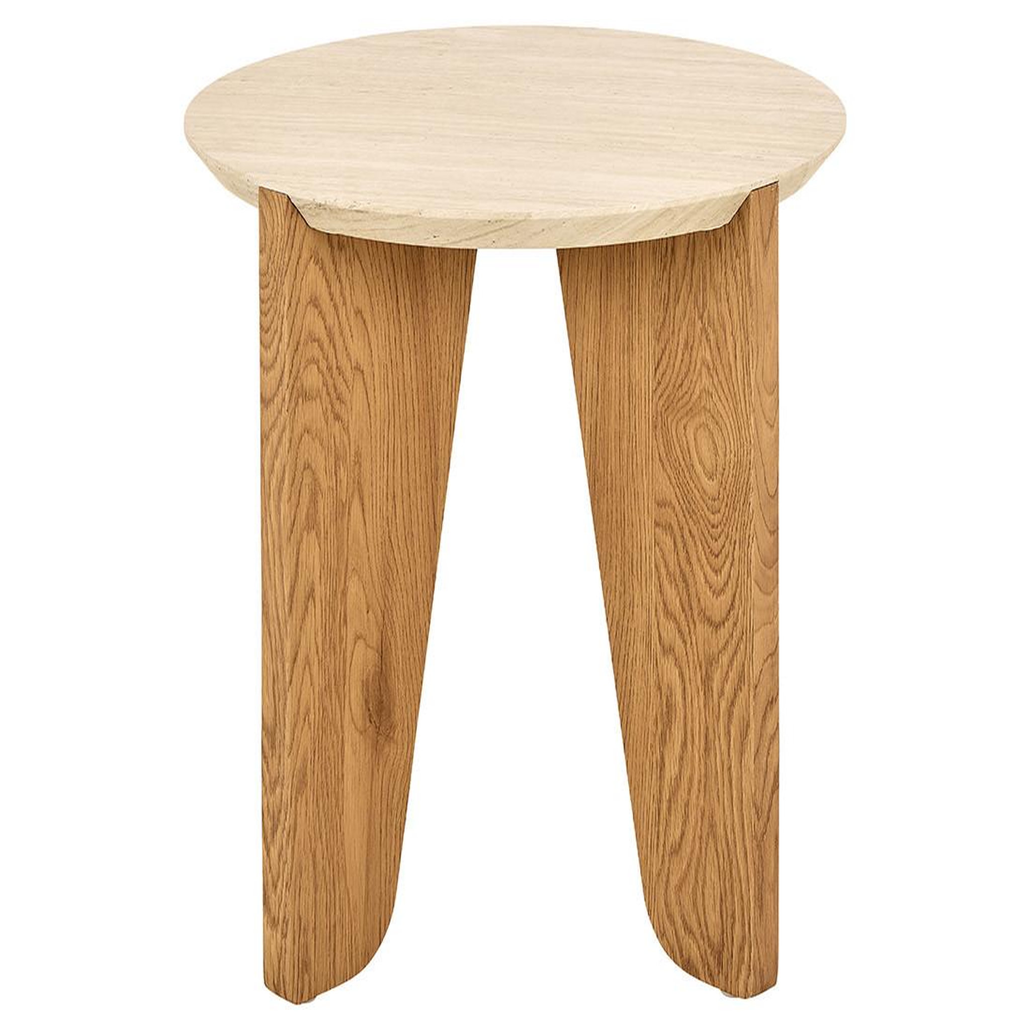 Voir la diapositive 1 : LISA DESIGN Noeva - bout de canapé - pieds en chêne - plateau effet travertin - 50 cm