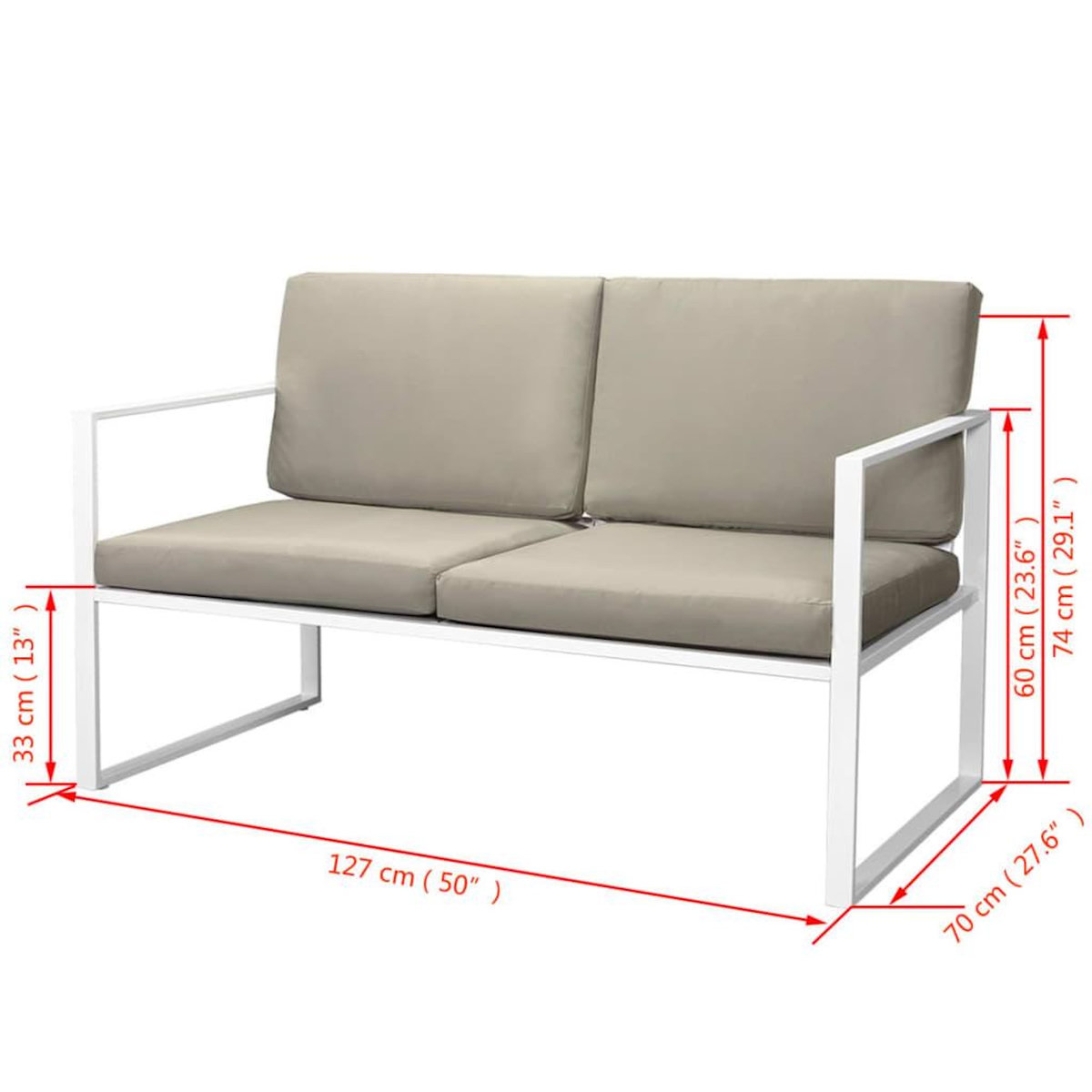 VIDAXL Salon de jardin 4 pcs avec coussins Acier Blanc