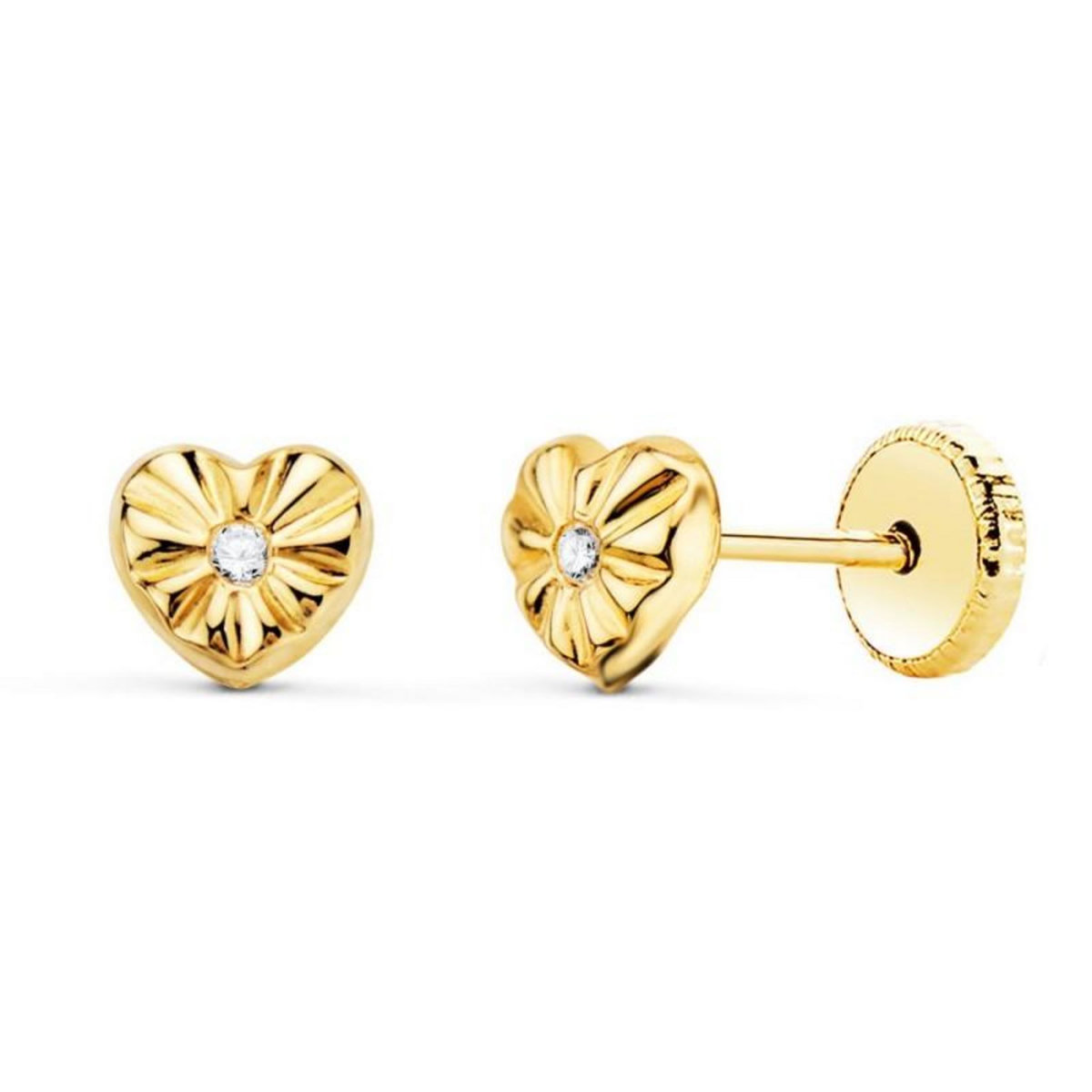 L'ATELIER D'AZUR Boucles d'Oreilles Or 18 Carats 750/000 Jaune Motif Coeur - Fille