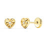 Voir la diapositive 1 : L'ATELIER D'AZUR Boucles d'Oreilles Or 18 Carats 750/000 Jaune Motif Coeur - Fille