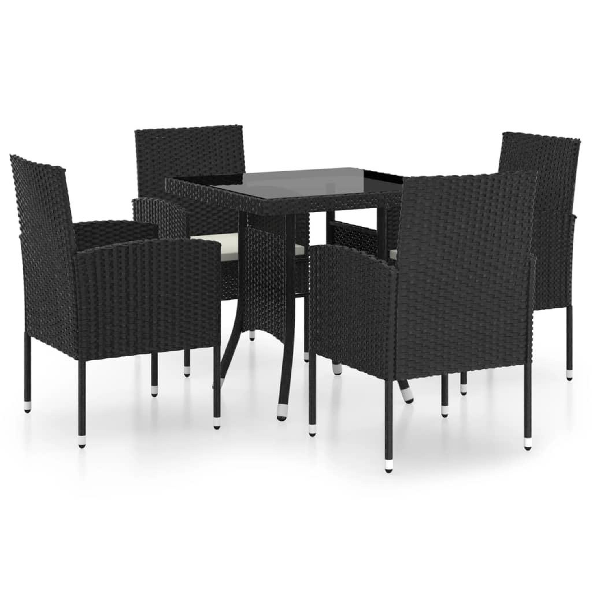 Voir la diapositive 2 : VIDAXL Ensemble a manger de jardin 5 pcs Resine tressee Noir