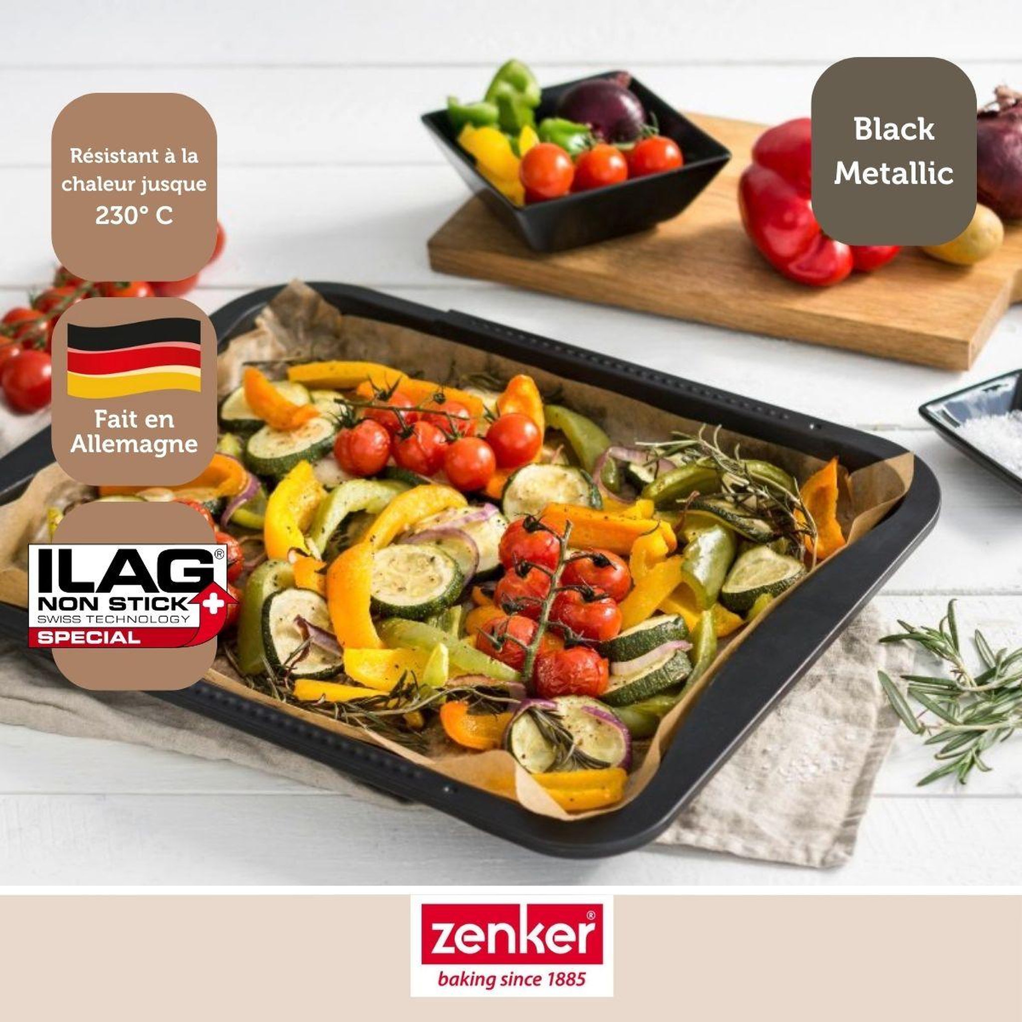 Voir la diapositive 2 : ZENKER Lot de 2 moules à gâteaux 35-52/32/3 cm en acier black mettallic black mettallic zenker  black mettallic