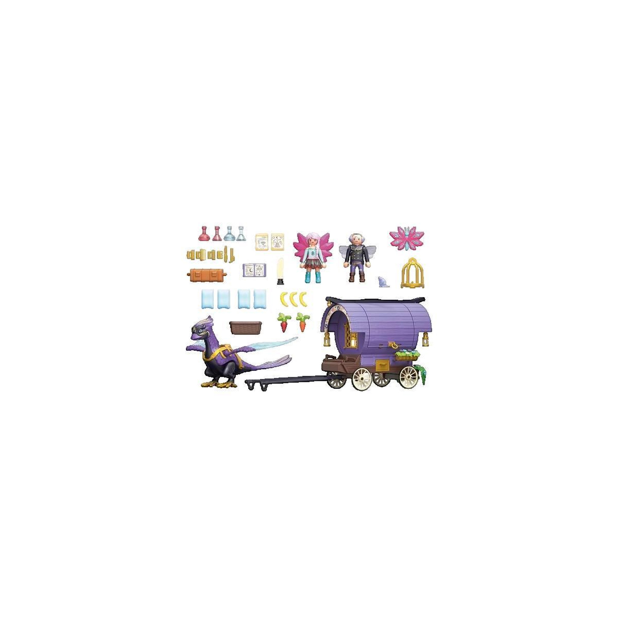 Voir la diapositive 3 : PLAYMOBIL Ensemble de jeu Playmobil Chariot avec fée et phénix