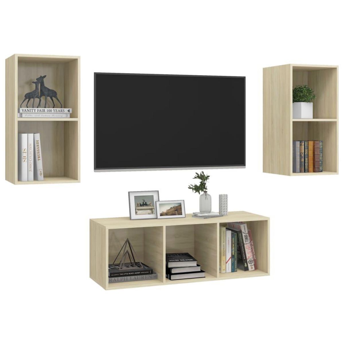 VIDAXL Ensemble de meubles TV 3 pcs Chene sonoma Bois d'ingenierie