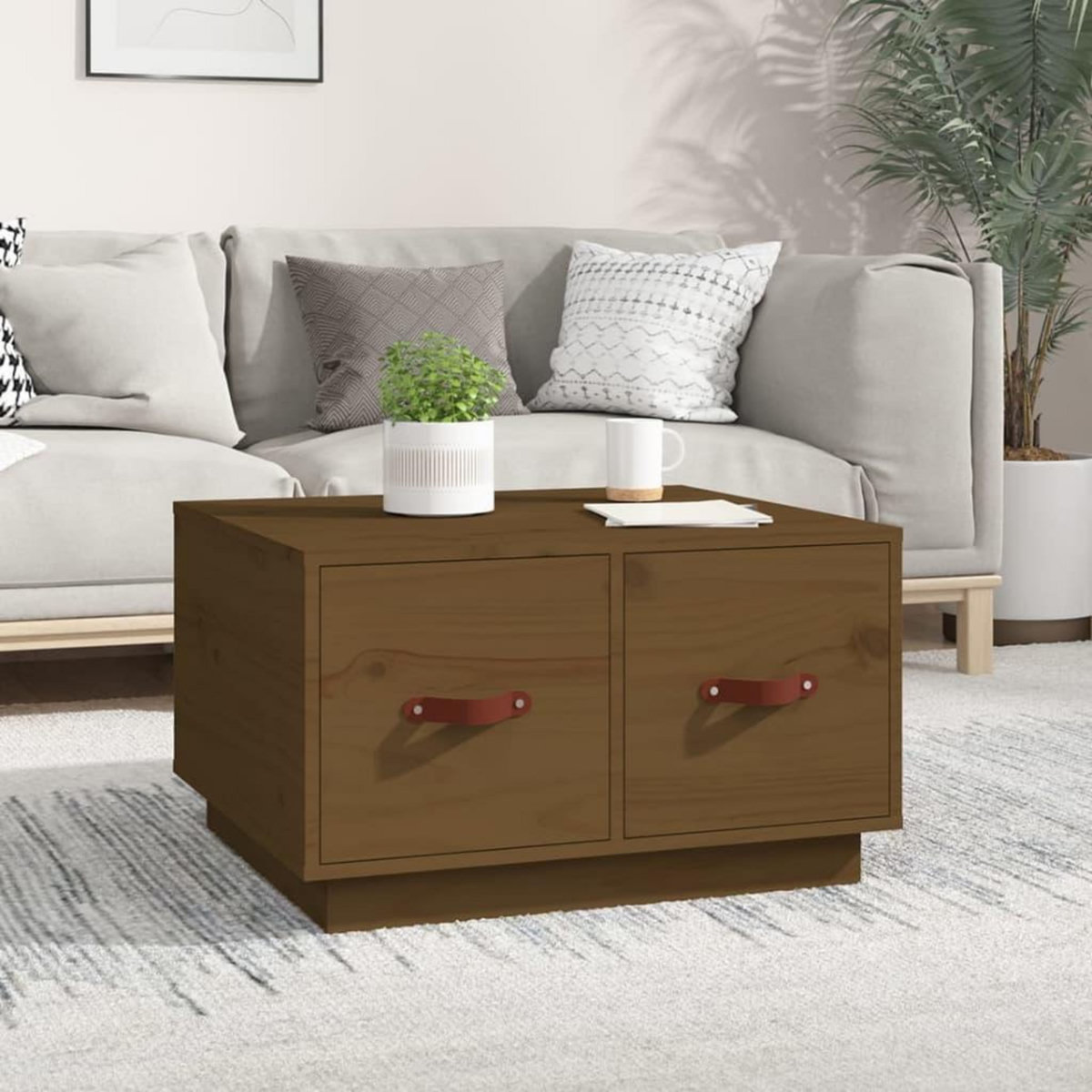 VIDAXL Table basse Marron miel 60x53x35 cm Bois massif de pin