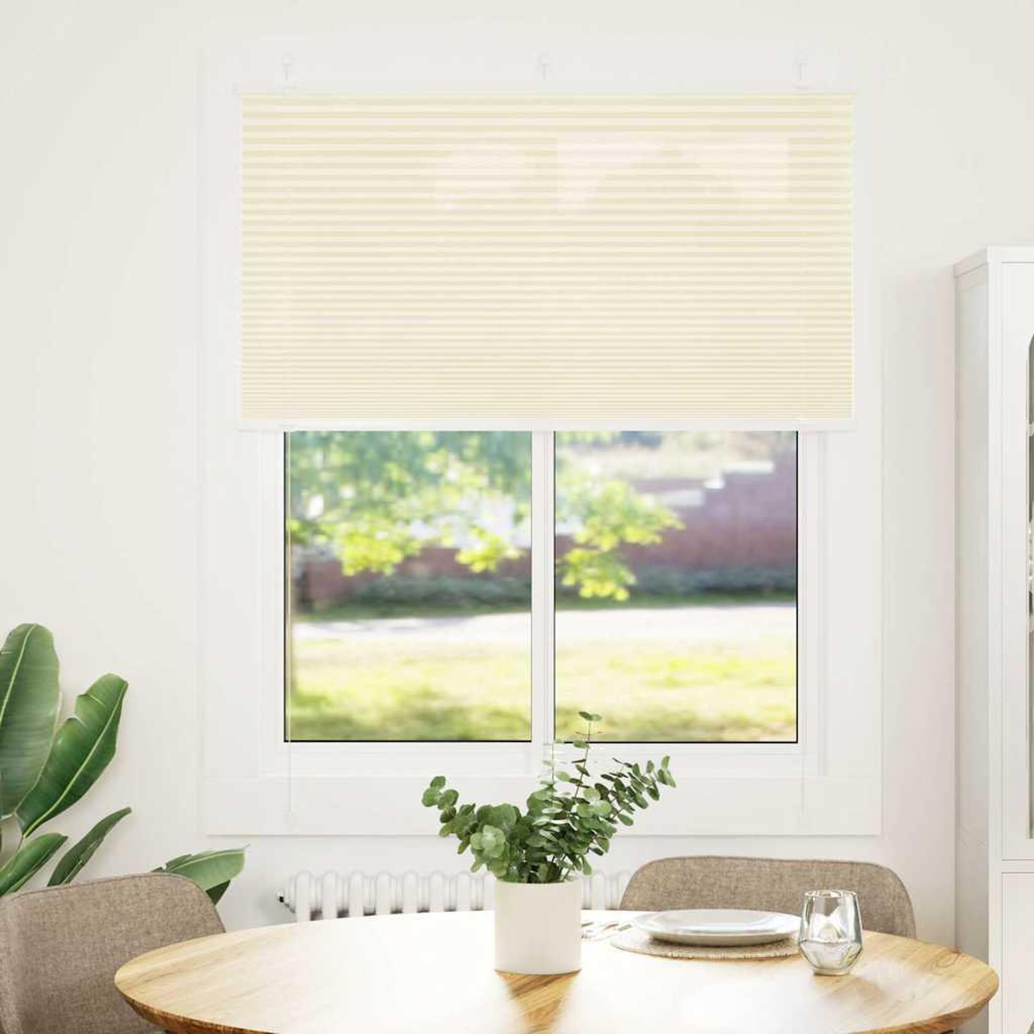 Voir la diapositive 2 : VIDAXL Store plisse creme 110x100cm largeur du tissu 109,4cm polyester