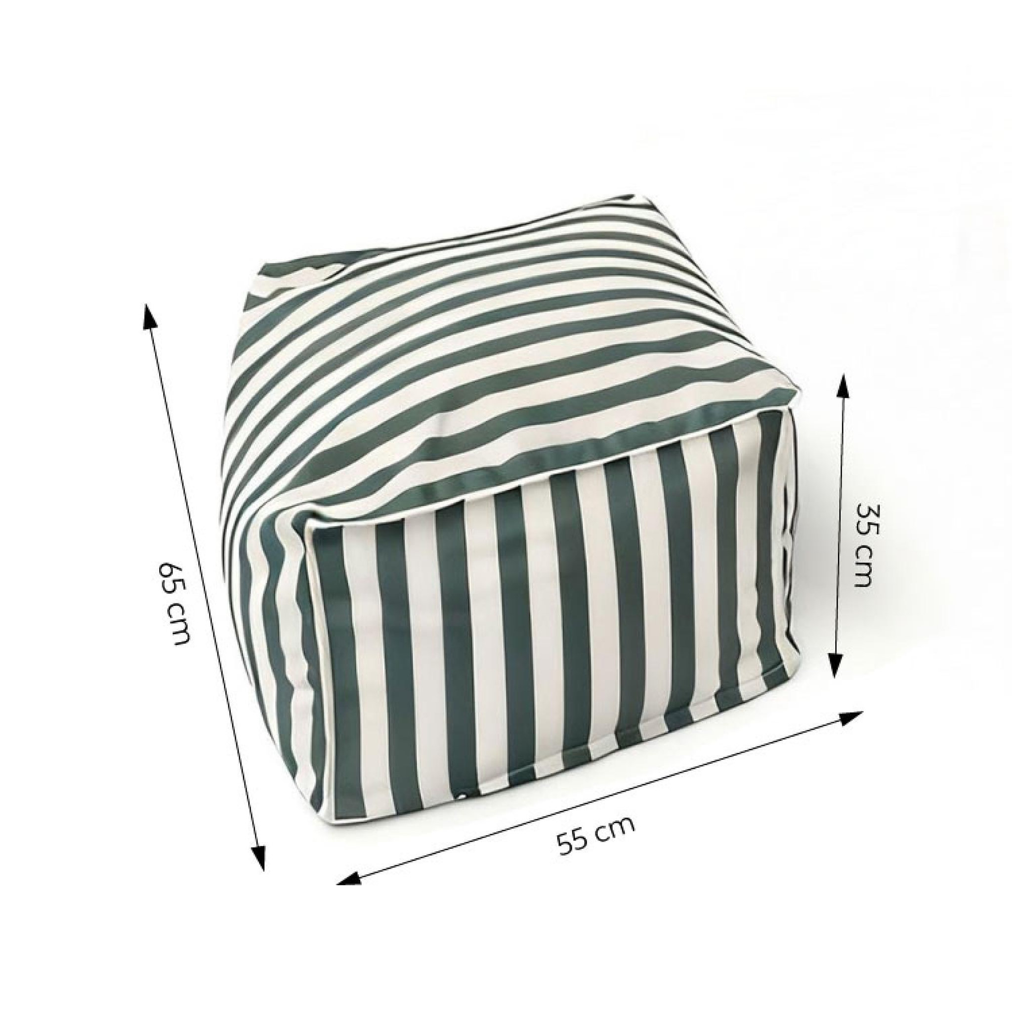 Voir la diapositive 5 : CONCEPT USINE Pouf exterieur rayé vert déperlant 55x65x35 cm POSITANO