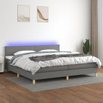 VIDAXL Sommier a lattes de lit et matelas et LED Gris fonce 200x200 cm