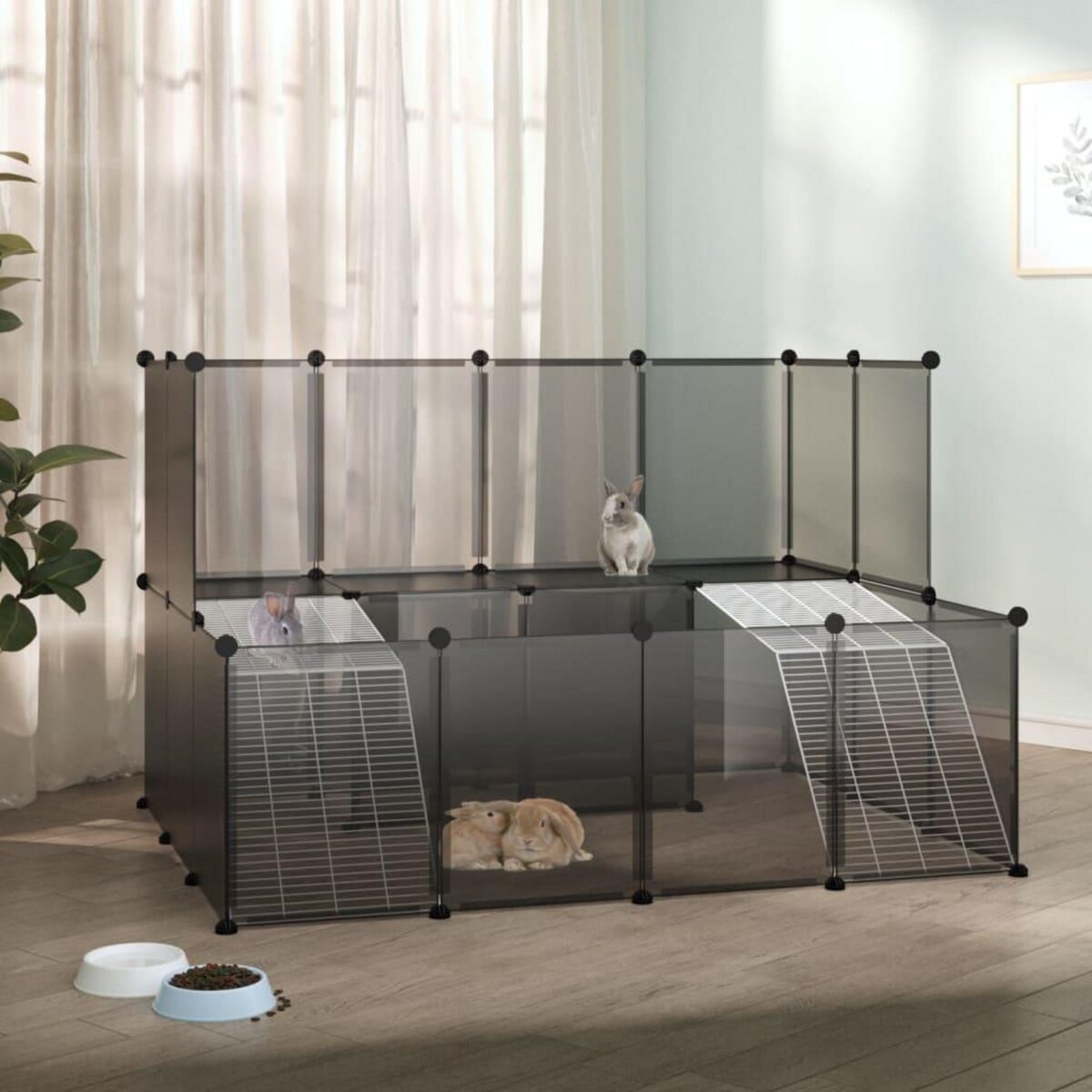 VIDAXL Cage pour petits animaux Noir 143x107x93 cm PP et Acier