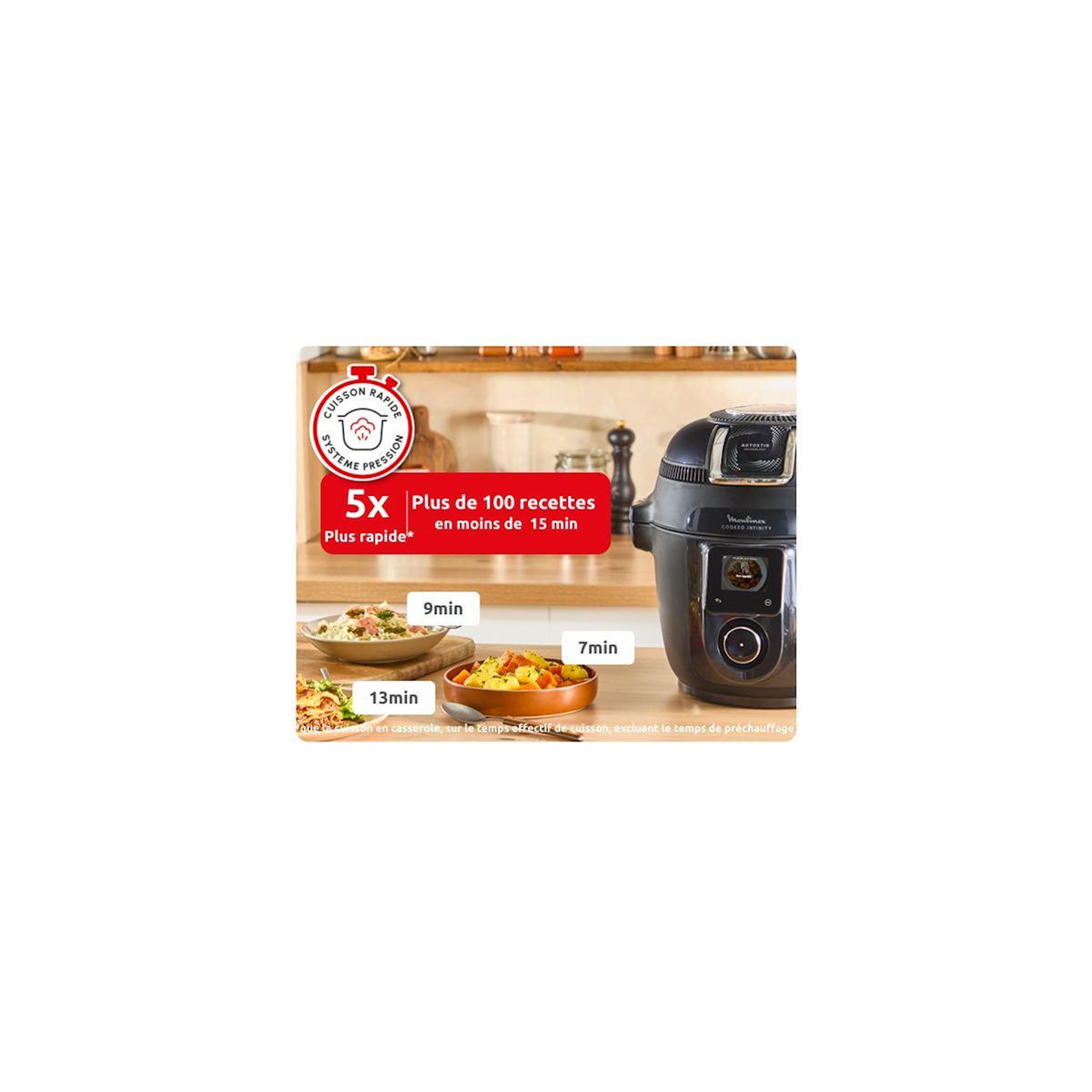 MOULINEX Cookeo Multicuiseur Airfryer Cookeo Infinity avec pale Noir CE9828F0 20 modes de cuisson, 6,5 L
