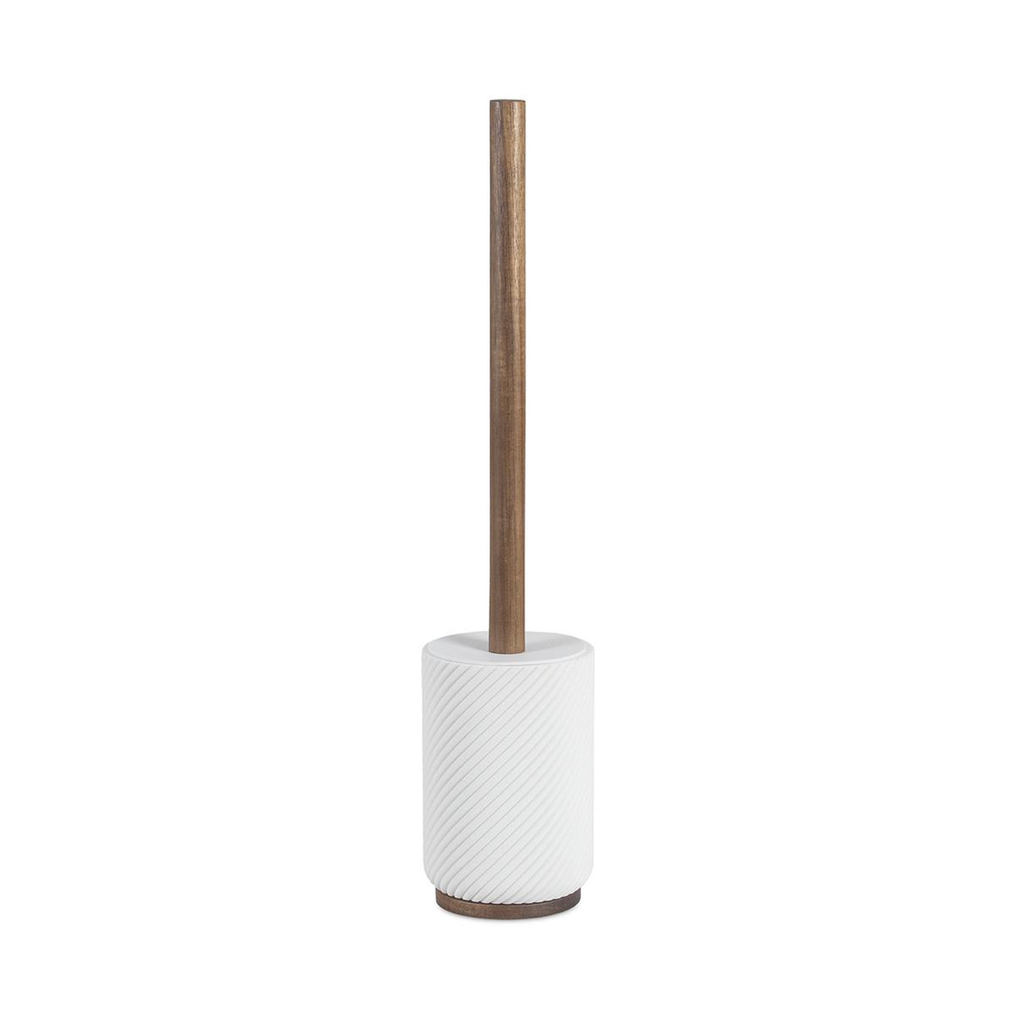 MAISON AUBERTIN Brosse wc - résine blanche et bois - ascoli