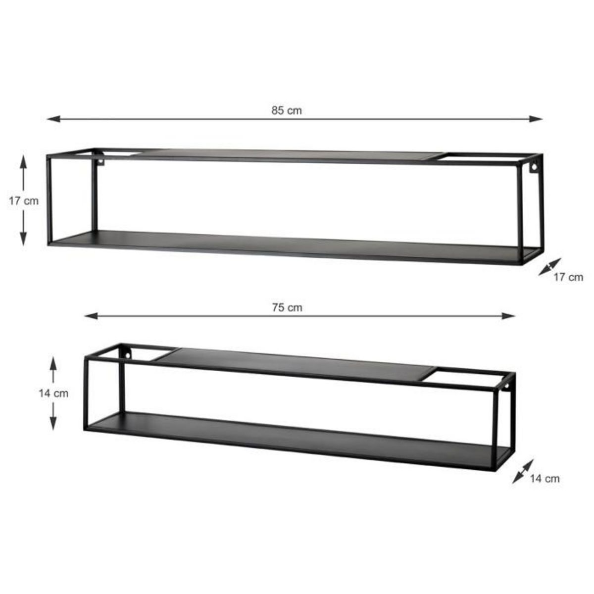 Paris Prix Lot de 2 Étagères Murales  Tablettes  85cm Noir