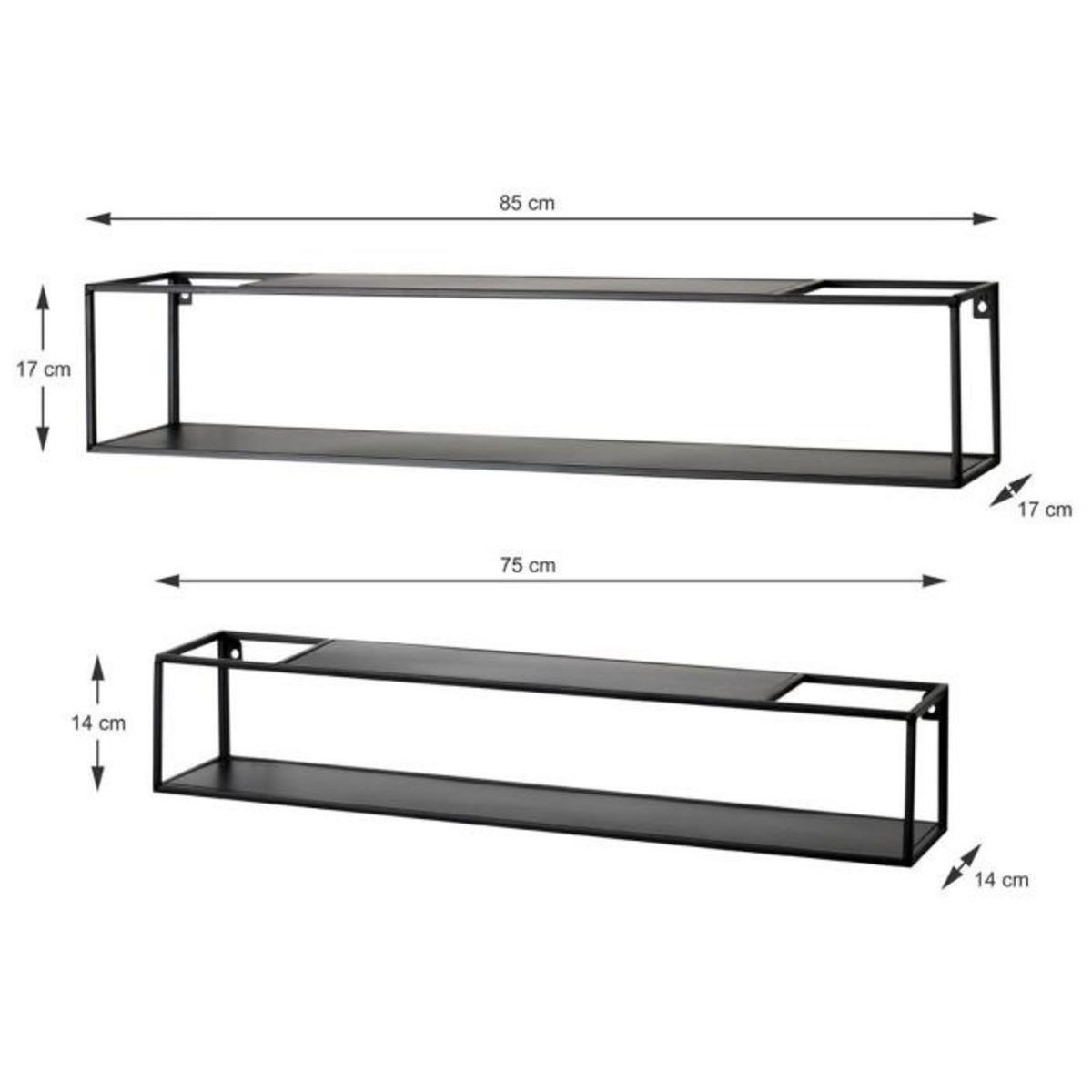 Paris Prix Lot de 2 Étagères Murales  Tablettes  85cm Noir