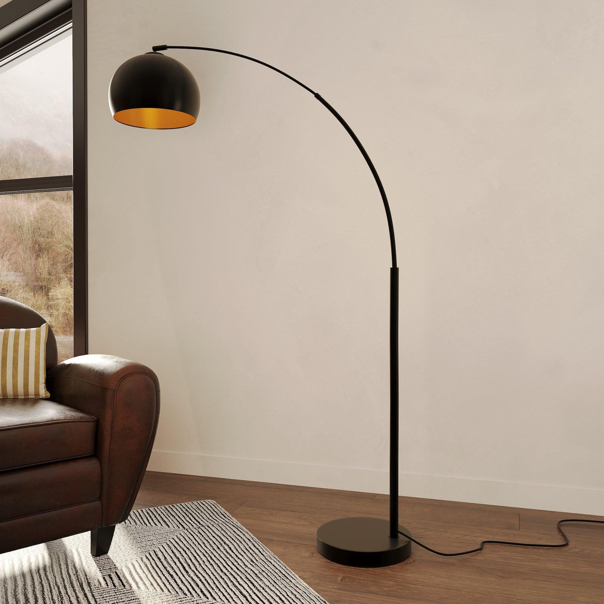 Rendez vous déco Lampadaire en métal couleur noir et laiton - Dinard