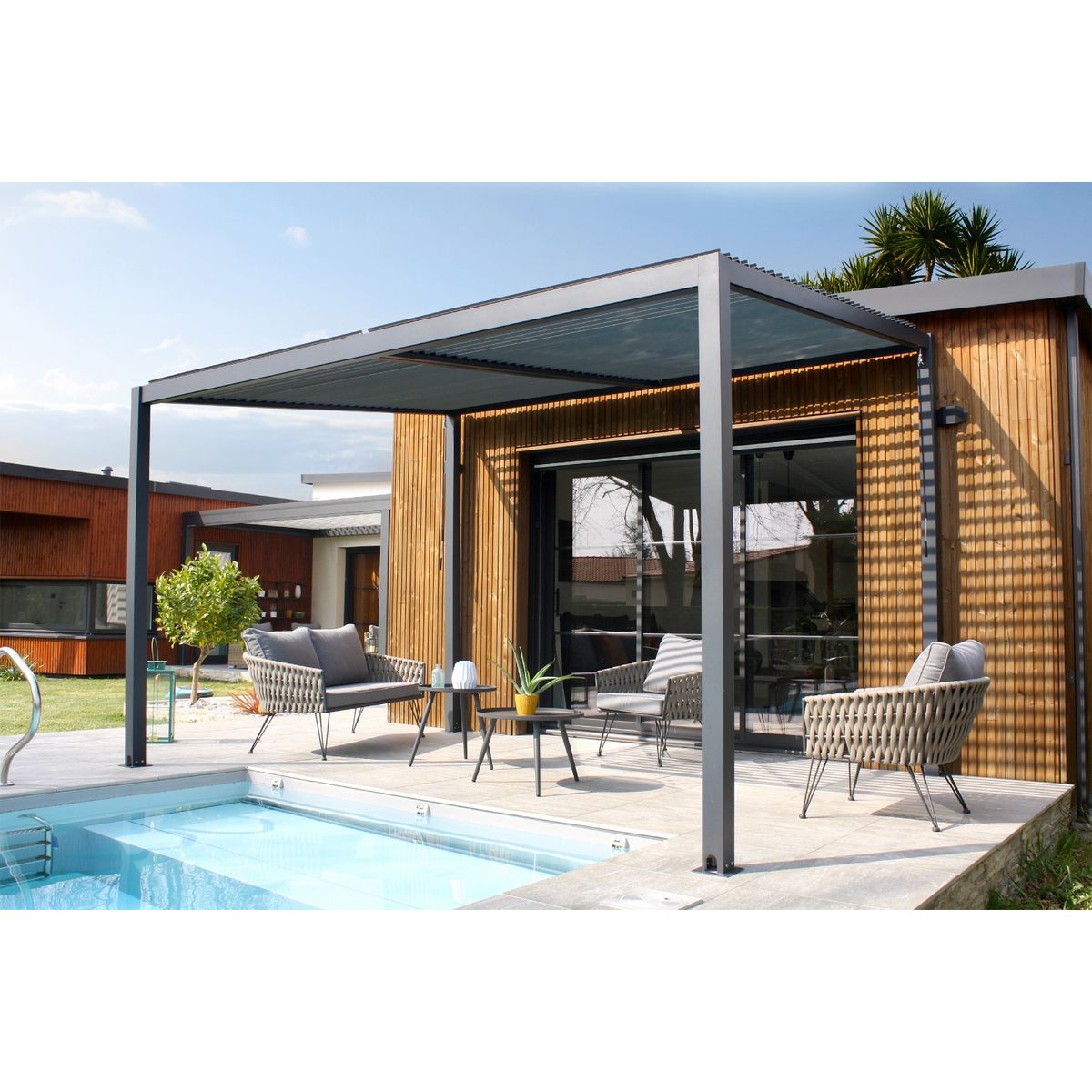 DCB GARDEN Pergola bioclimatique à lames orientables aluminium TRAMONTO