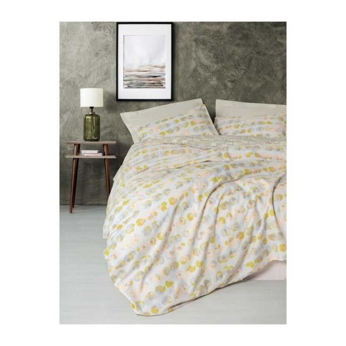 GENERIQUE Parure de lit - 129CTN64851 - 1 housse de couette 220 x 240 cm + 2 taies d'oreiller 60 x 60 cm - 100% coton ranforcé - Beige