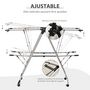 Voir la diapositive 6 : HOMCOM HOMCOM Séchoir à linge étendoir à vêtements pliable réglable avec barre de penderie et roulettes acier inox. PP noir