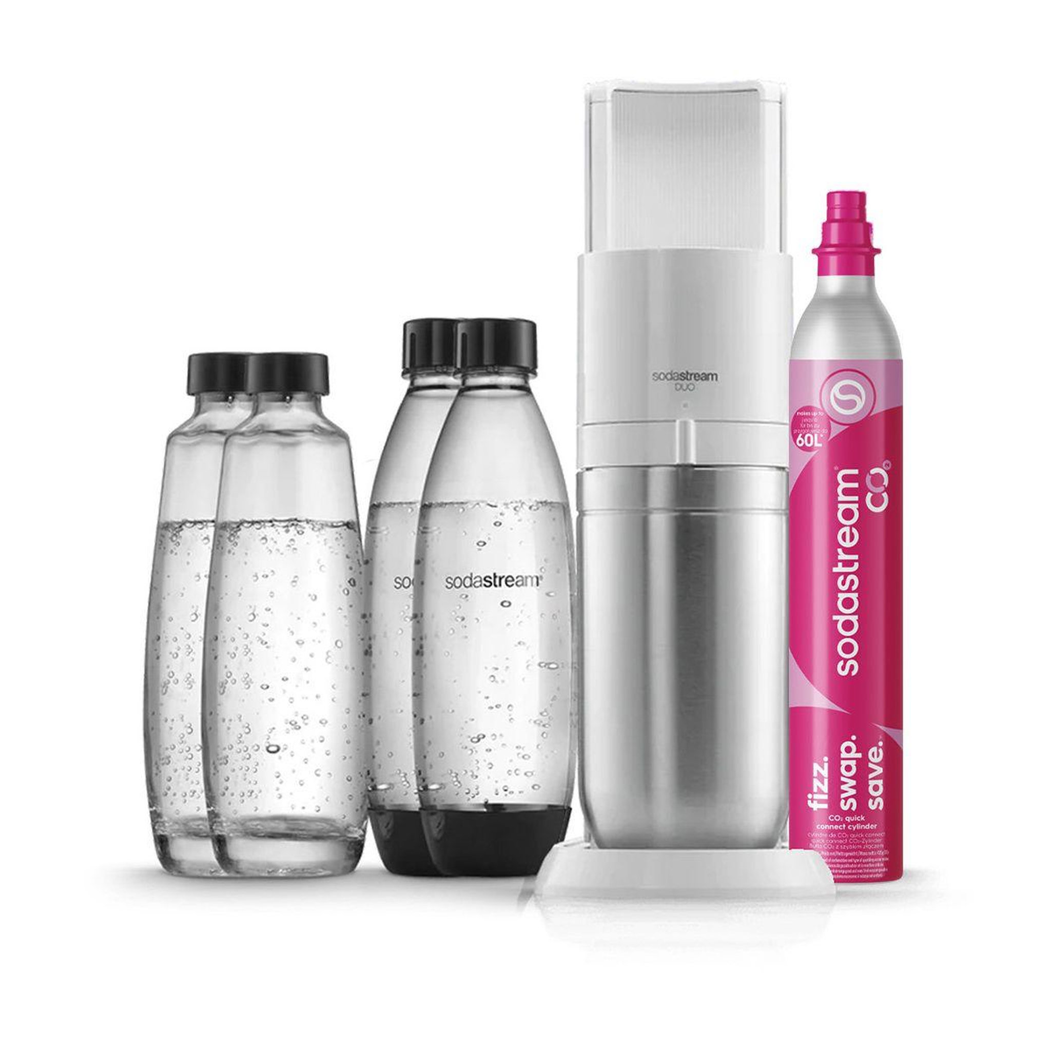 SODASTREAM Machine à soda duo blanche pack 4 bouteilles