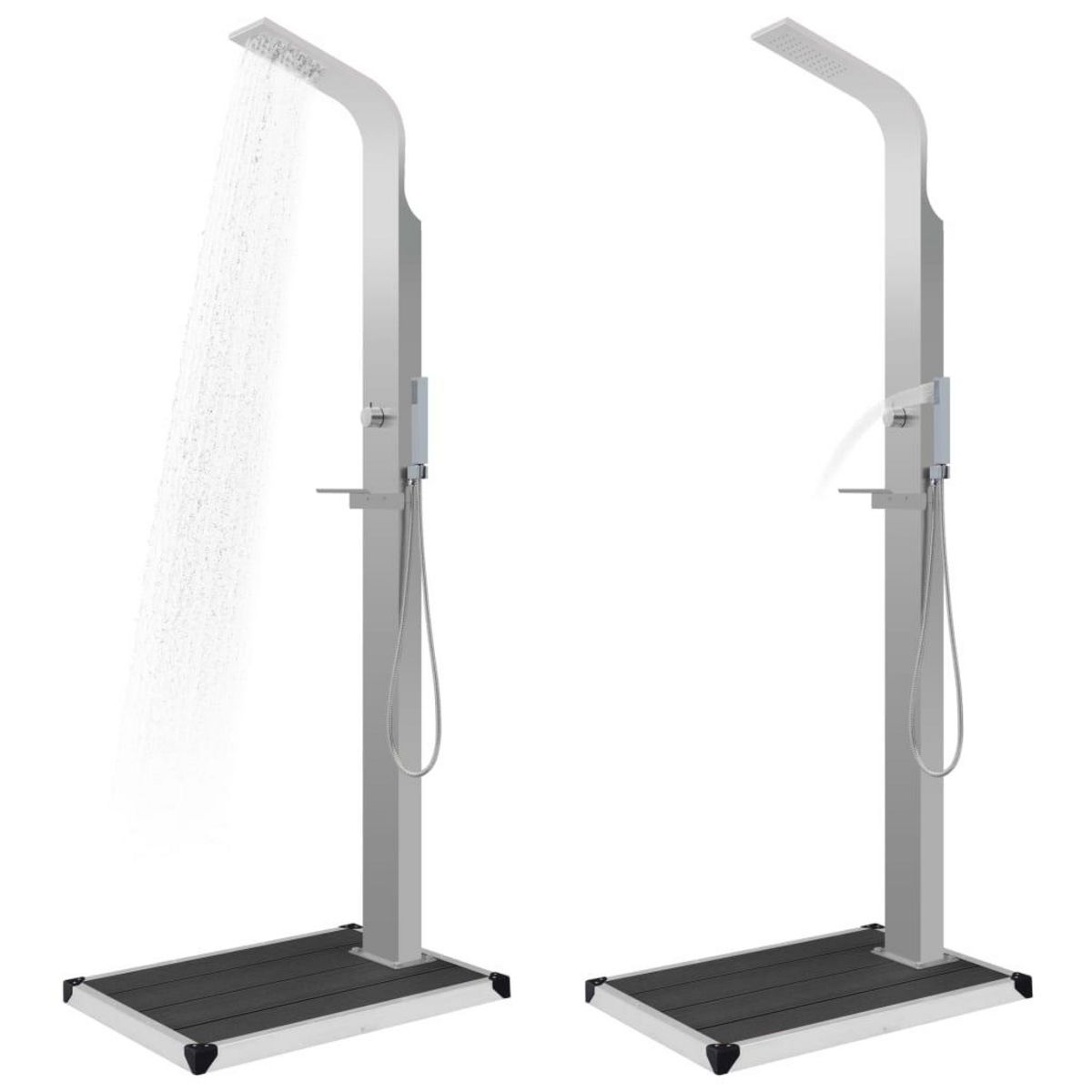 VIDAXL Douche d'exterieur avec receveur de douche WPC Acier inoxydable