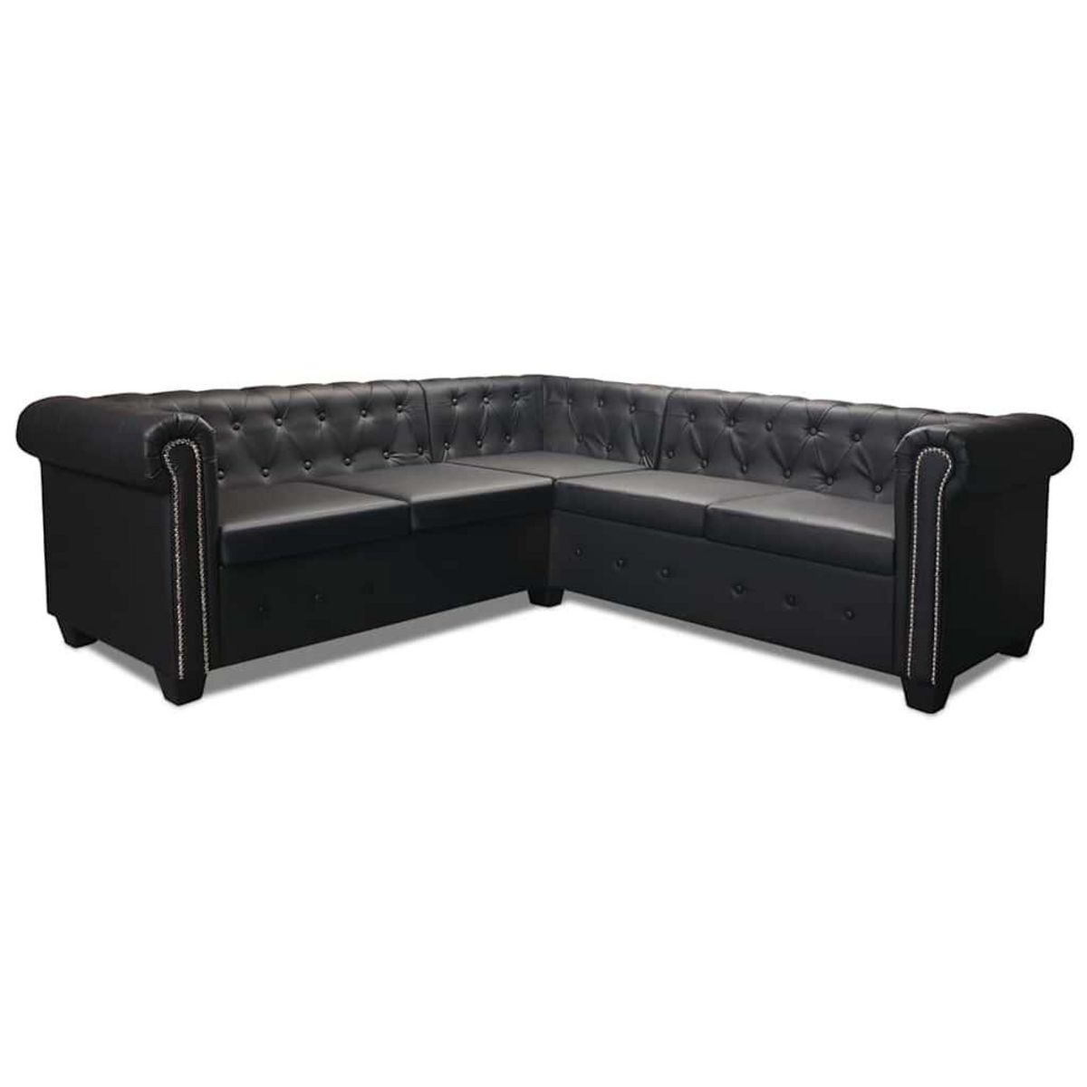 VIDAXL Canape d'angle Chesterfield 5 places Cuir synthetique Noir