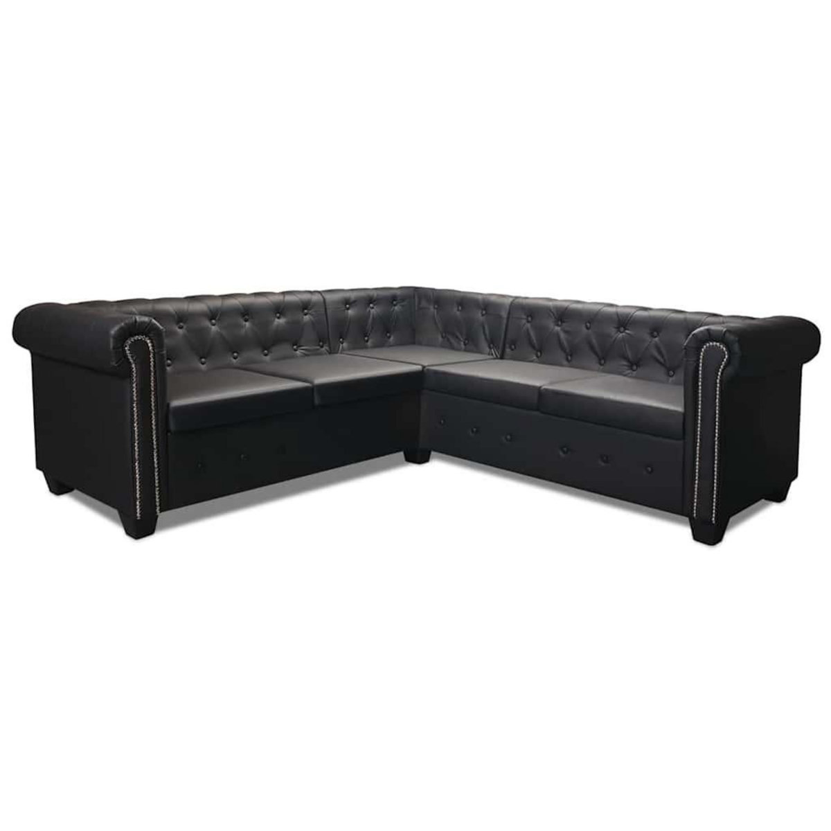 VIDAXL Canape d'angle Chesterfield 5 places Cuir synthetique Noir