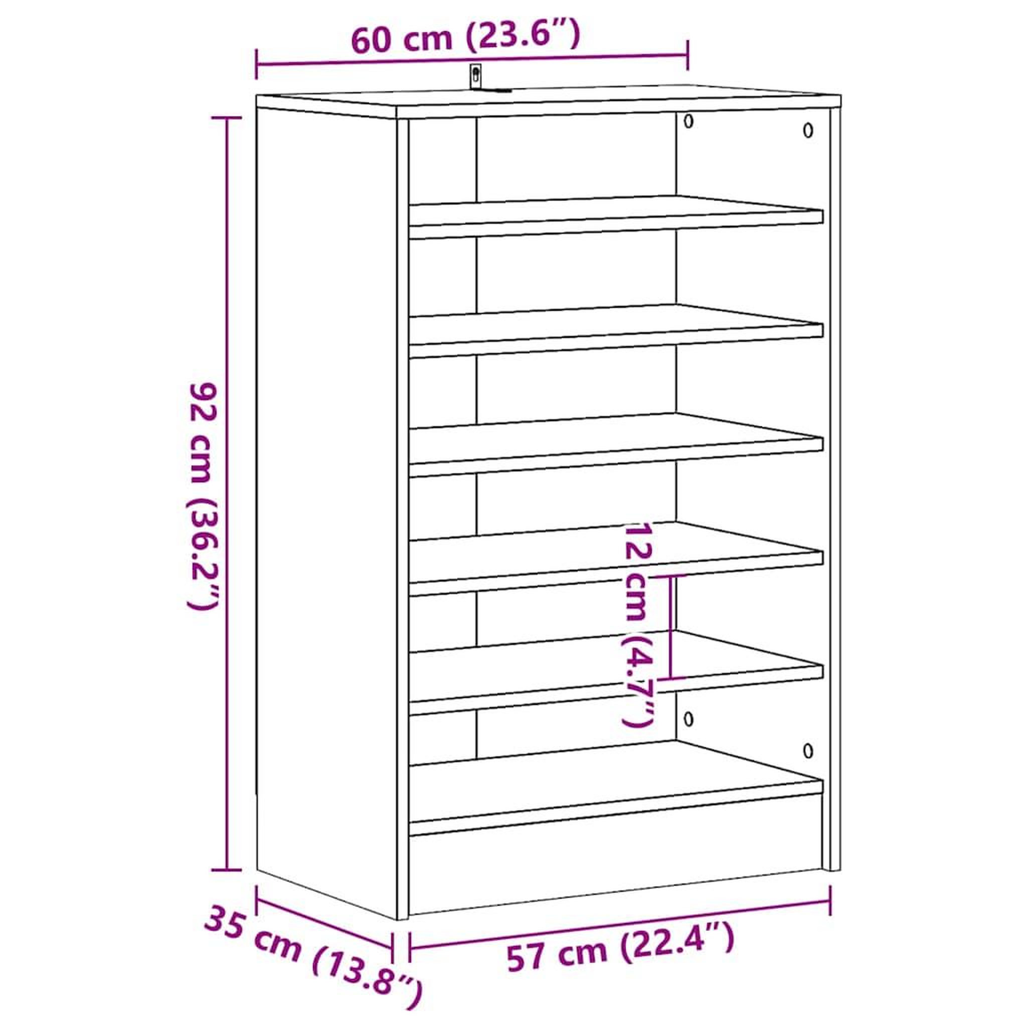 Voir la diapositive 6 : VIDAXL Armoire a chaussures vieux bois 60x35x92 cm bois d'ingenierie