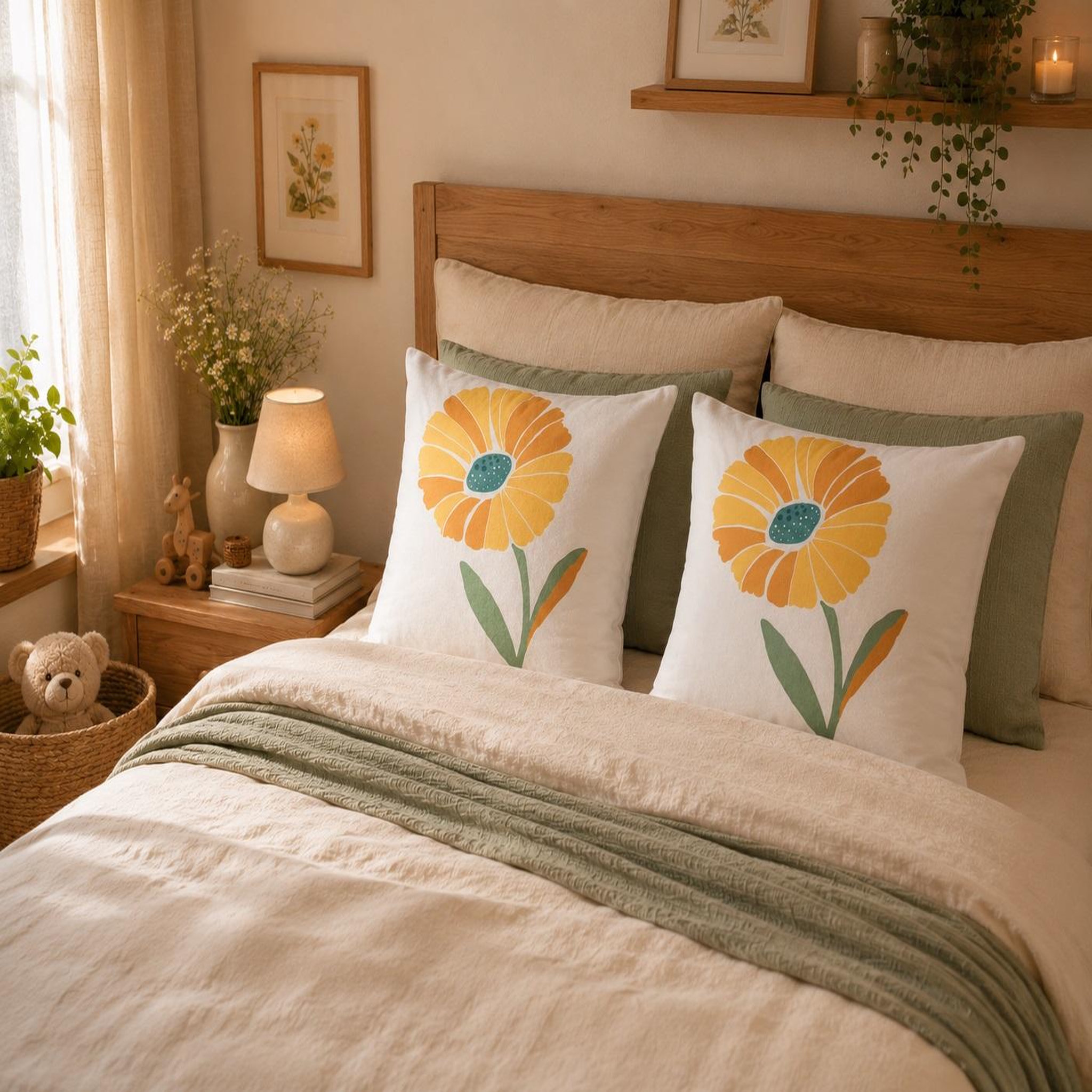 Voir la diapositive 3 : Eden Taie d'oreiller percale de coton motif floral
