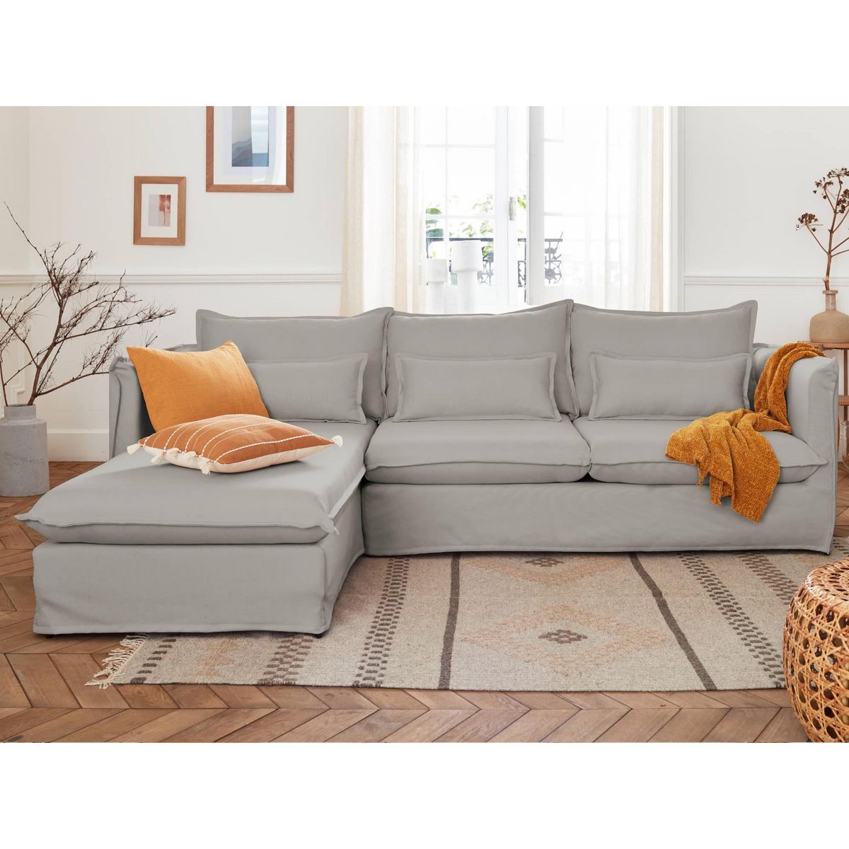 LISA DESIGN Adriann - canapé d'angle gauche fixe - 4 places - en tissu déhoussable